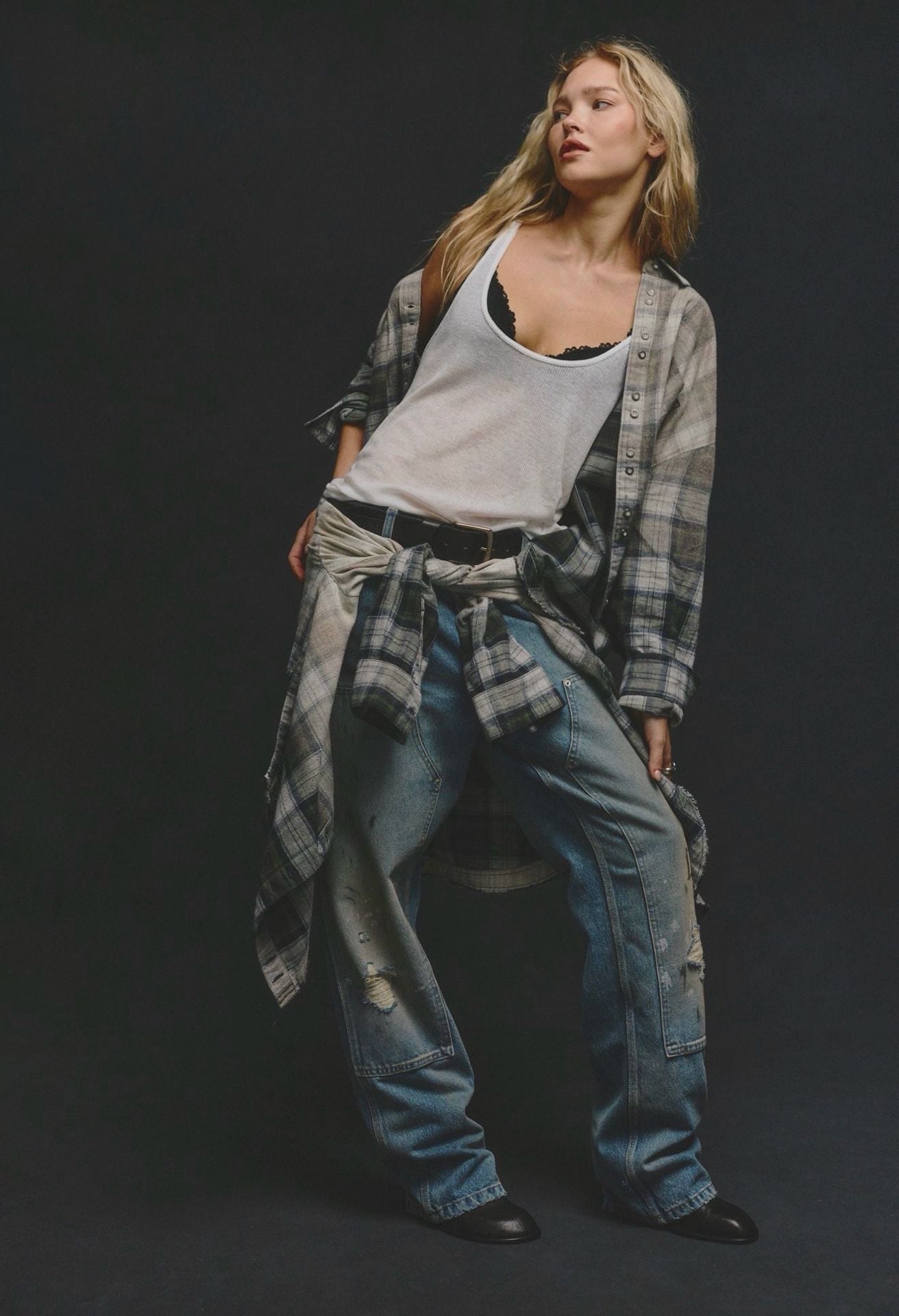 We The Free Lexi Plaid Shirt Multi Cotton  Size Large  NWT 10