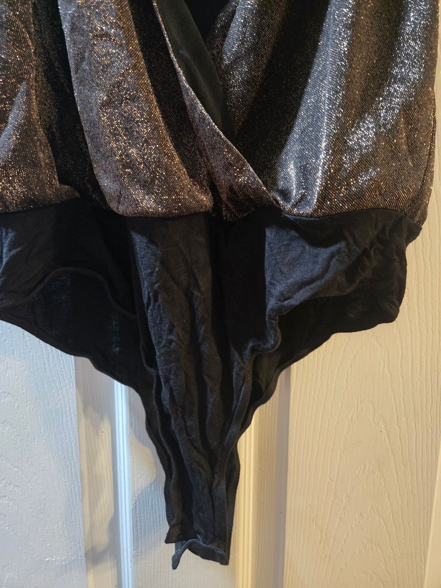 Lulus Cami Bodysuit Size L Black Metallic V-Neck 5