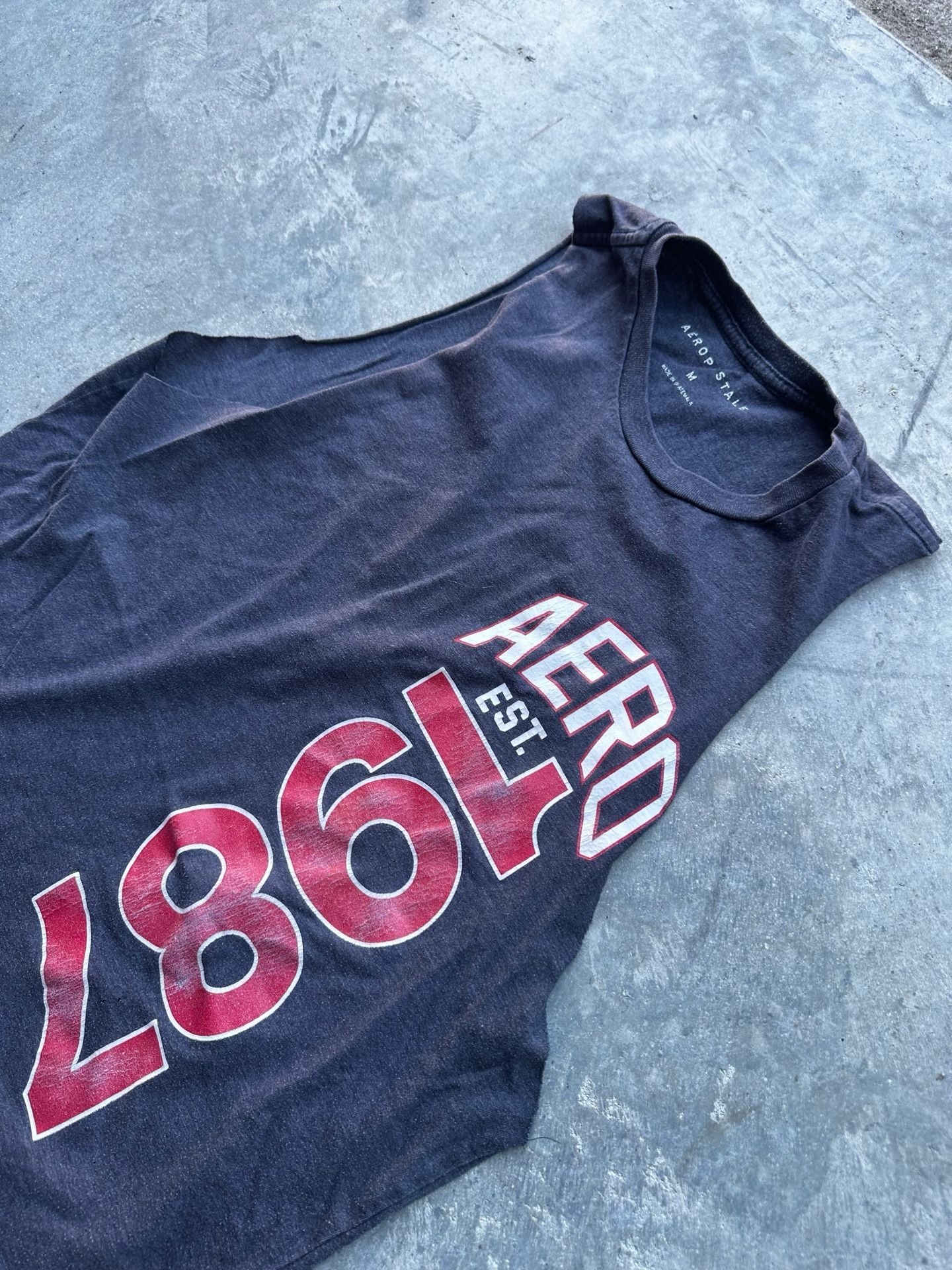 Aeropostale 1987 Graphic Tank Top Size M Black Sleeveless Shirt 5