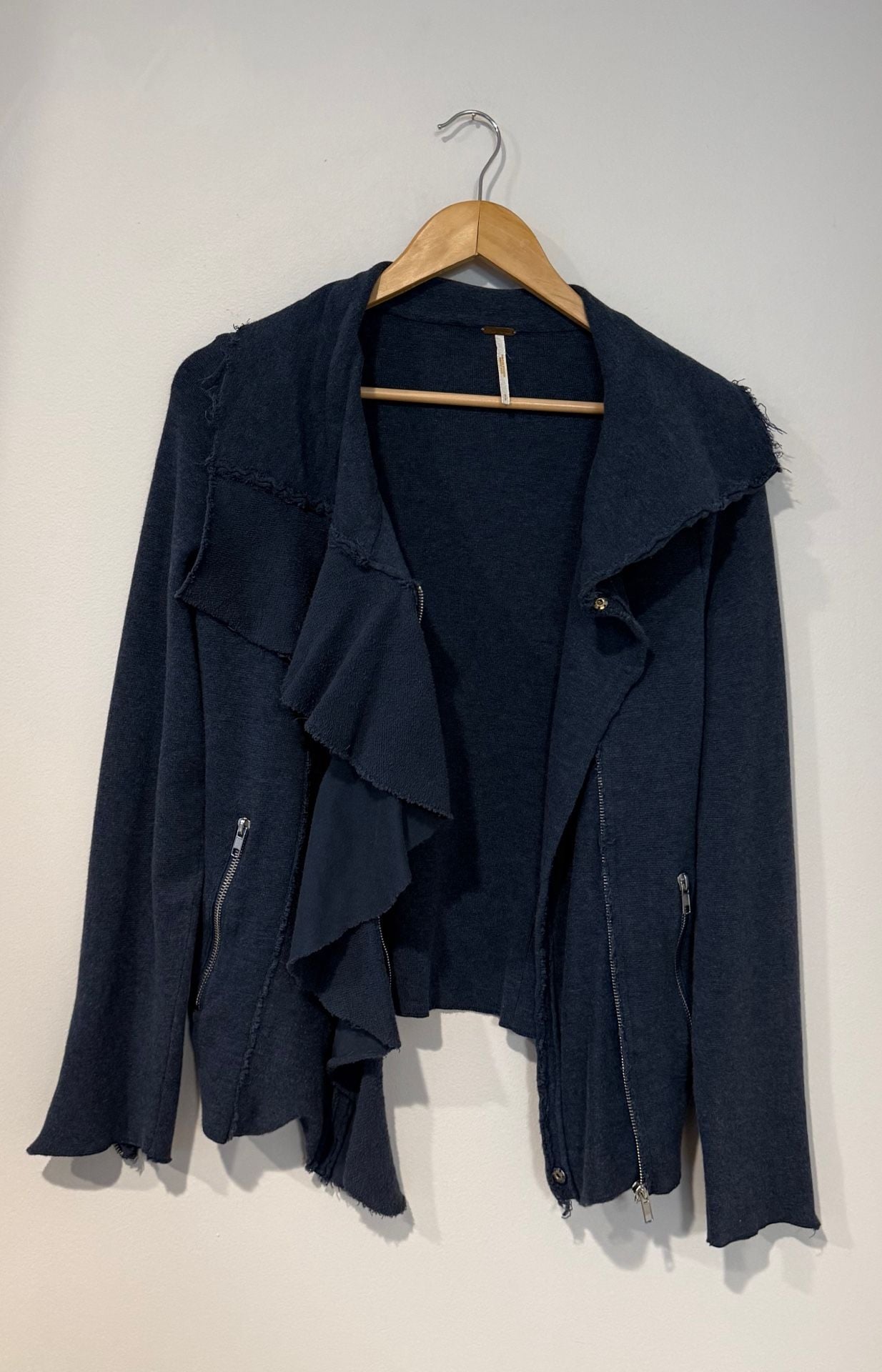 Free People Asymmetrical Ruffle Zip Jacket 5