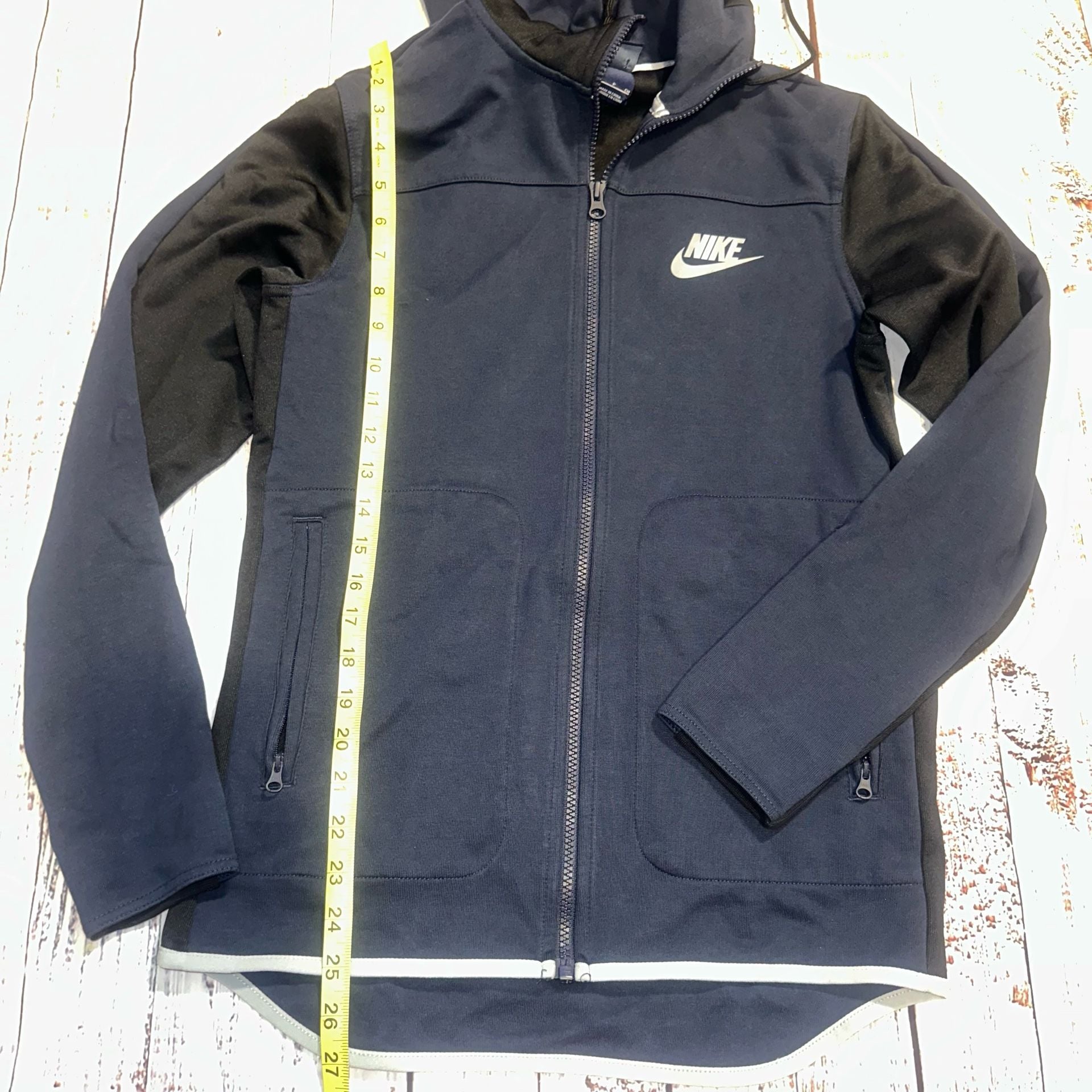 Nike Navy Black Hooded Full Zip Athletic Jacket-S 5