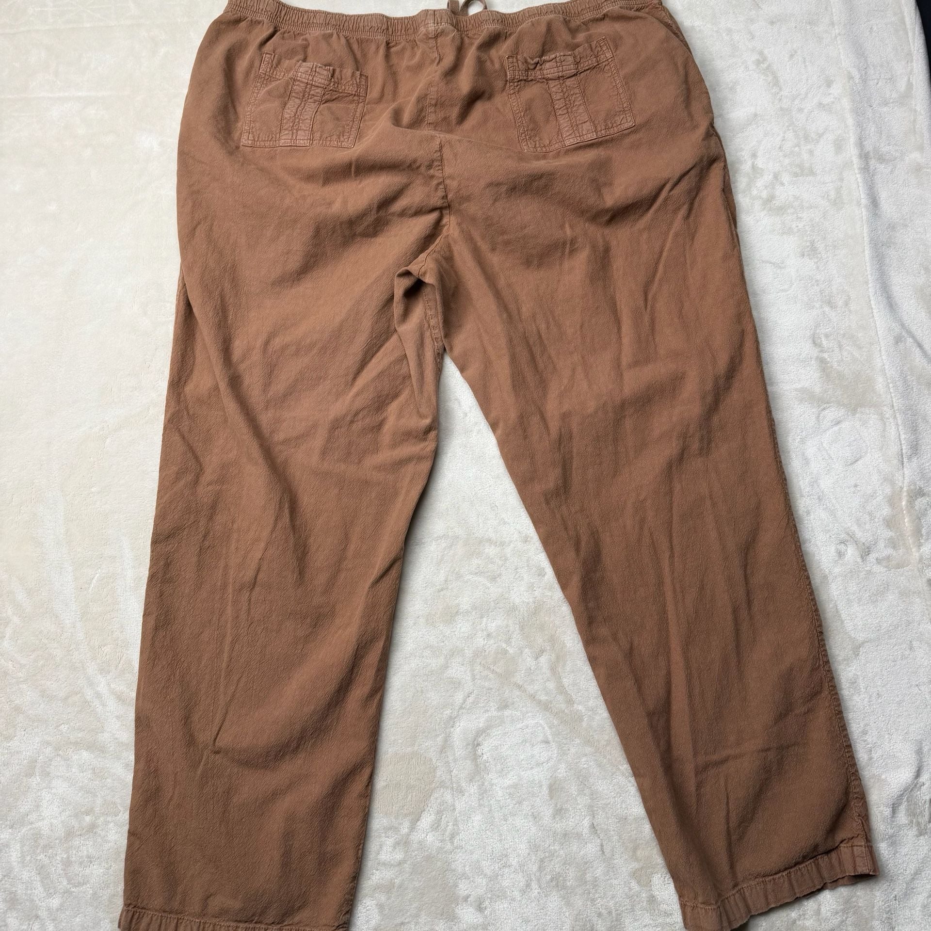 Y2K Essentials Pants Size 18/20 Brown Cotton Drawstring Waist 7