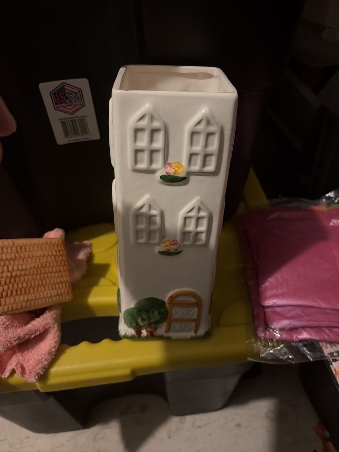 Ceramic Pasta Storage Canister House Building With Lid 7