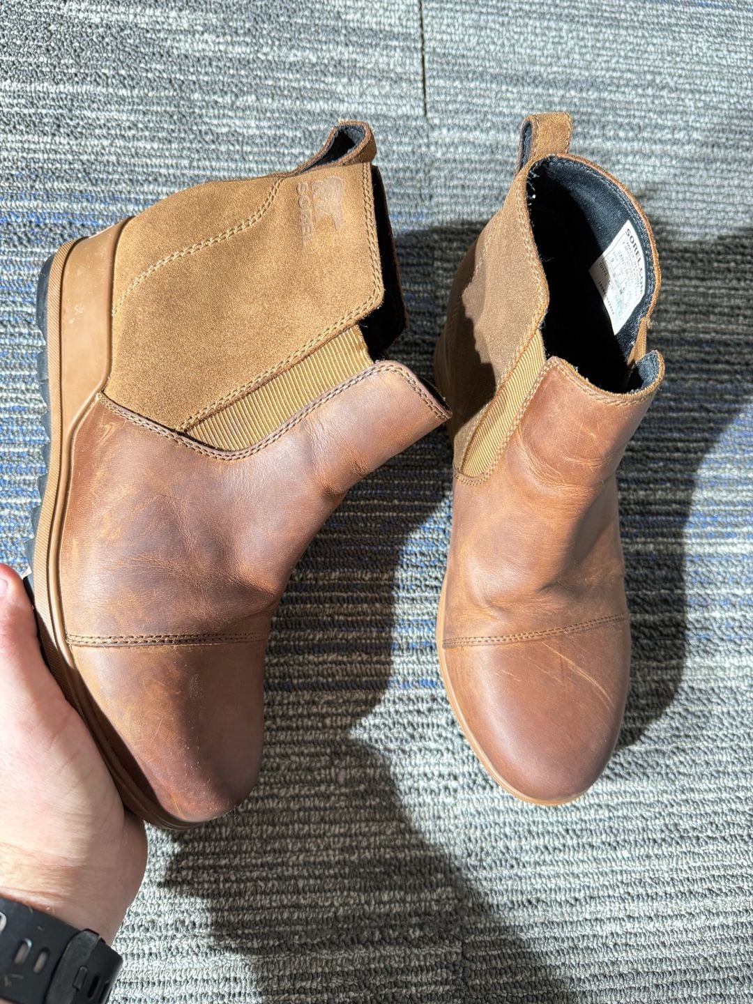Sorel Evie Chelsea Boot Size 9 Cognac Brown Leather 2
