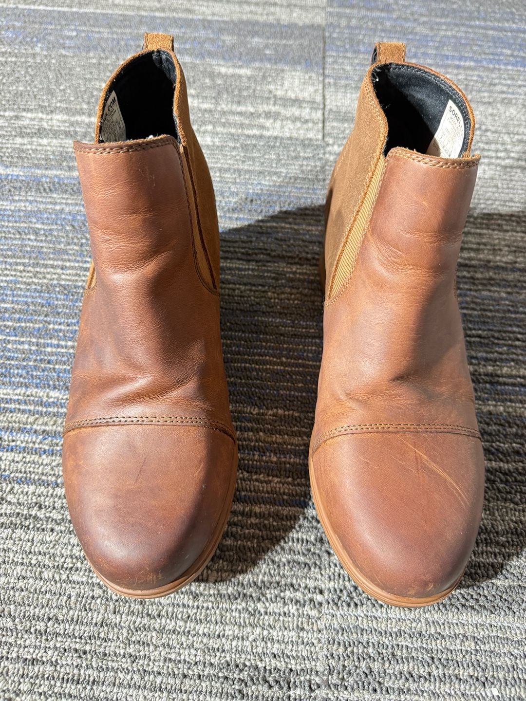 Sorel Evie Chelsea Boot Size 9 Cognac Brown Leather 3