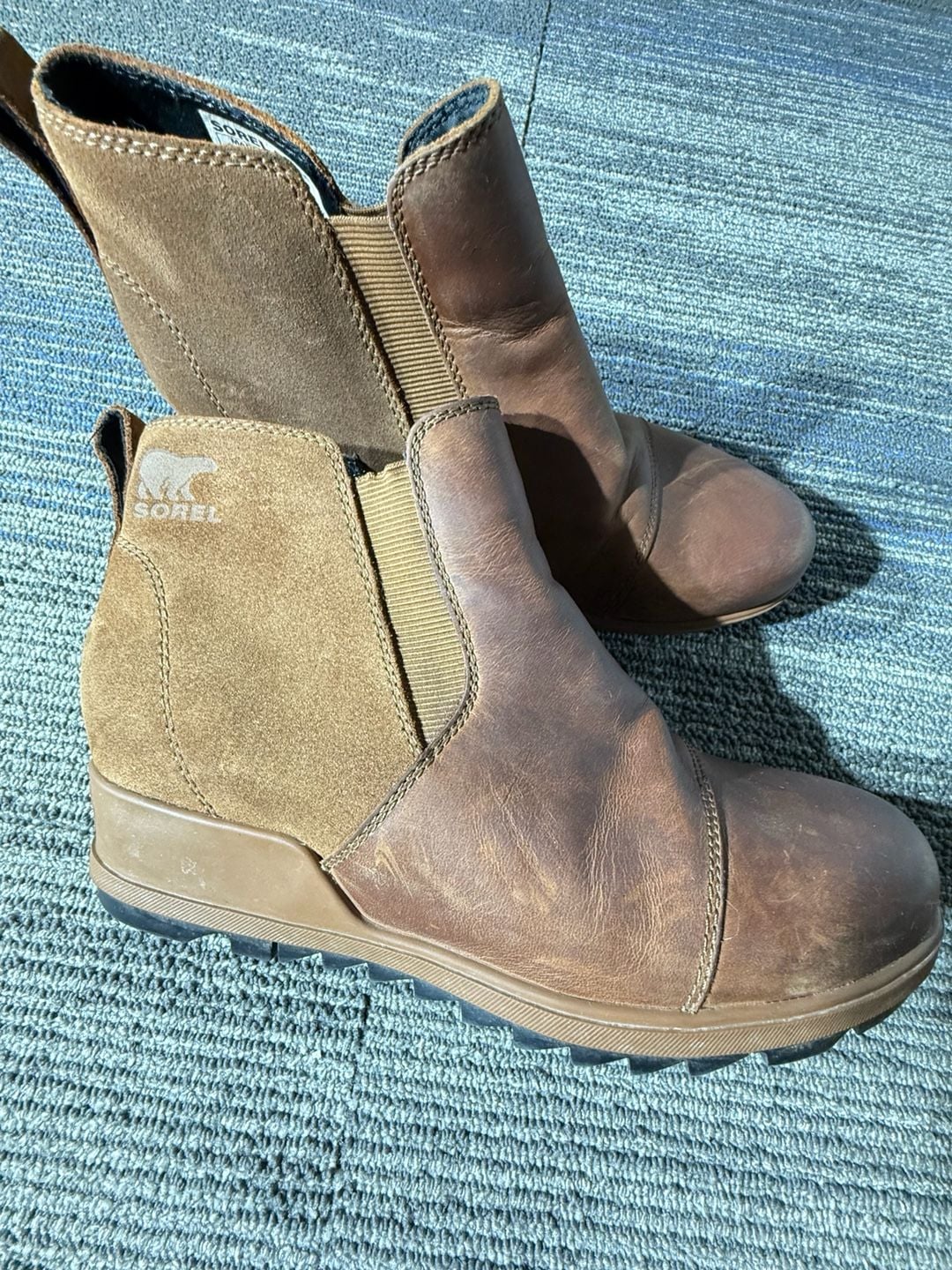 Sorel Evie Chelsea Boot Size 9 Cognac Brown Leather 7