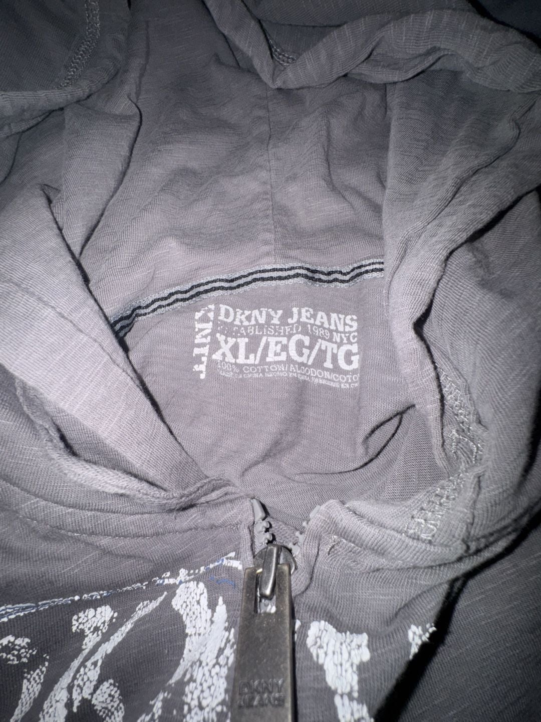 DKNY Jeans Zip Hoodie Size XL Gray Graphic Type-Ltd 3