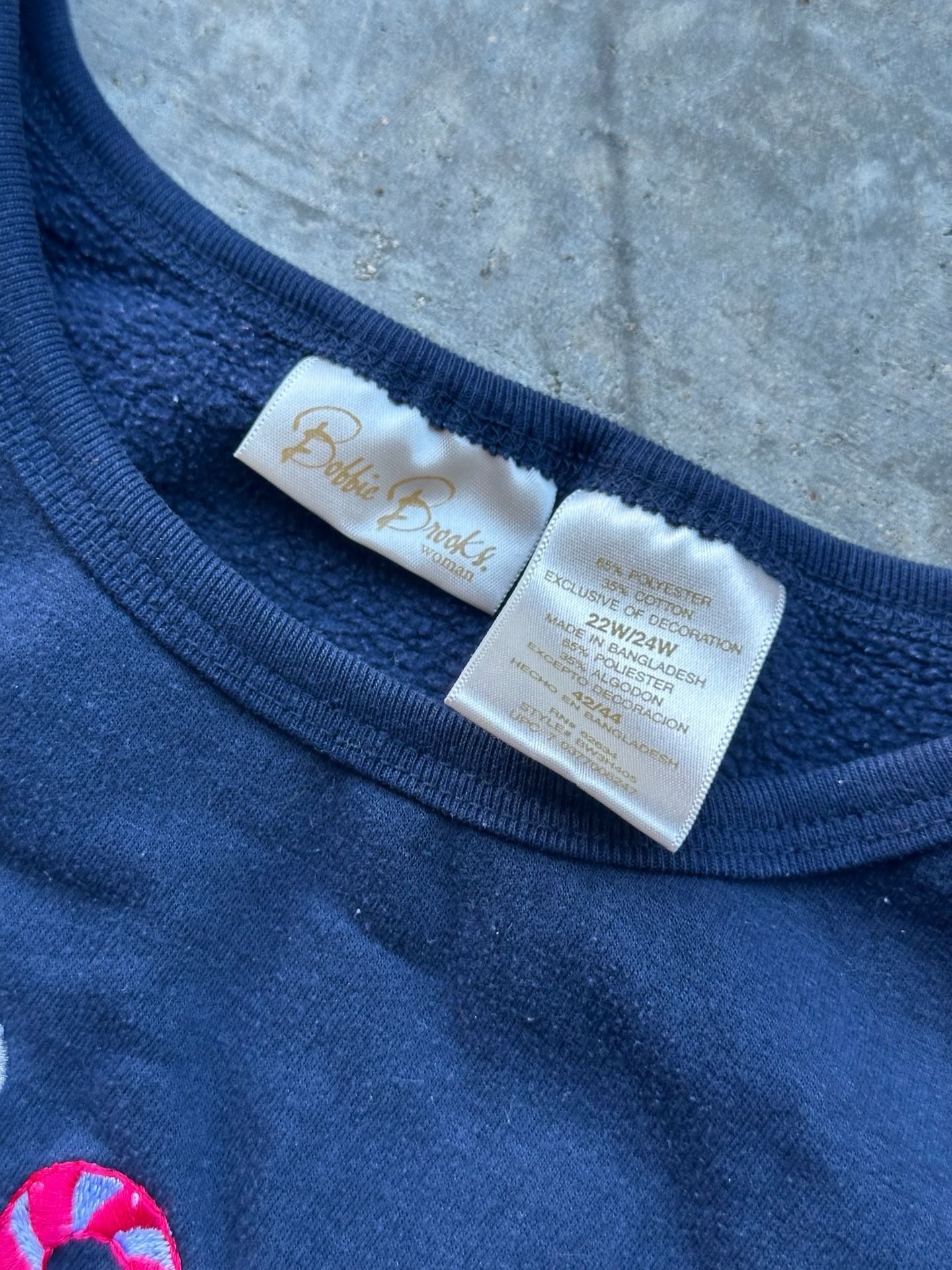 Bobbie Brooks Christmas Sweatshirt Size 22W/24W Navy Embroidered Pullover 4