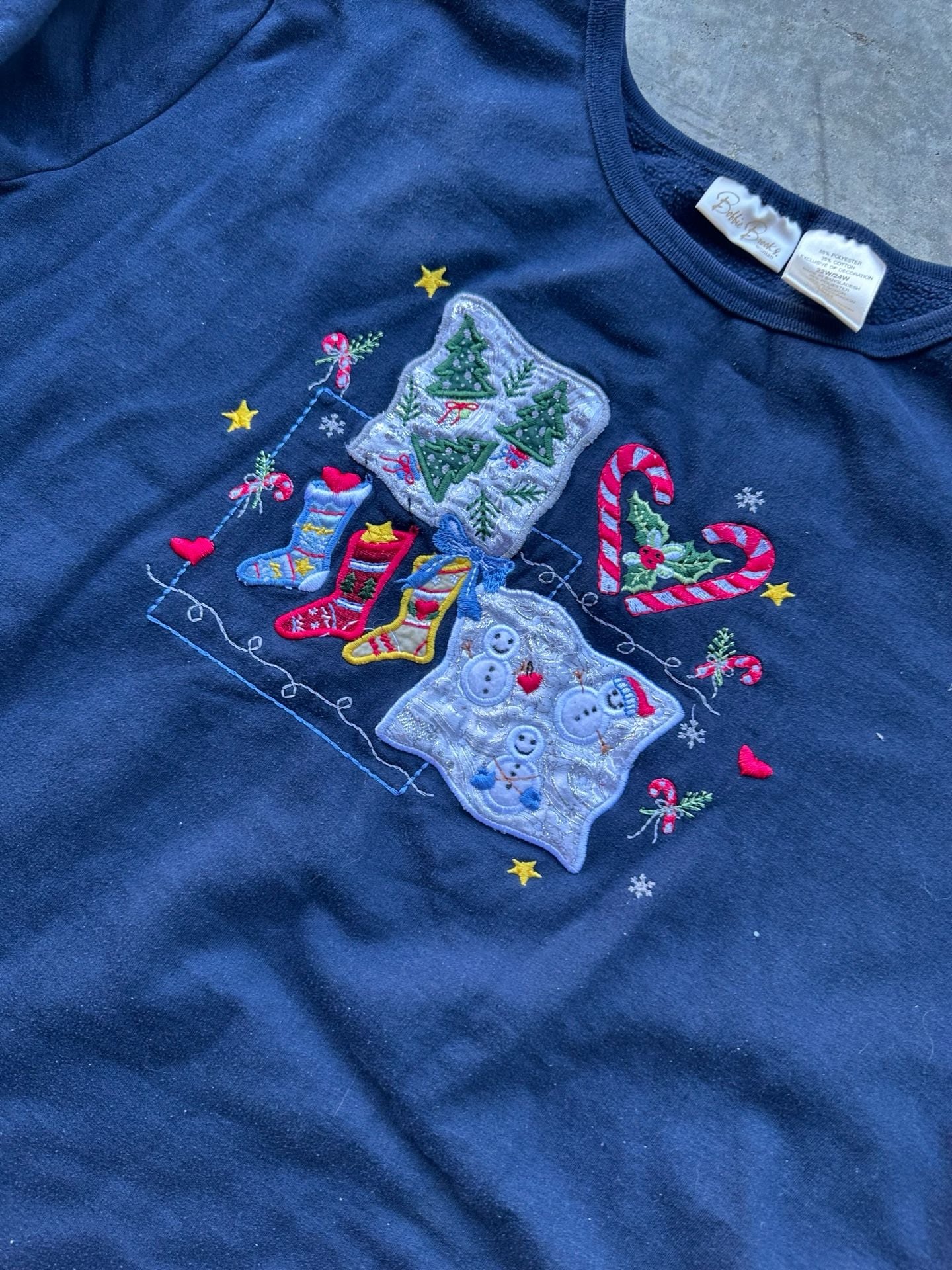 Bobbie Brooks Christmas Sweatshirt Size 22W/24W Navy Embroidered Pullover 5