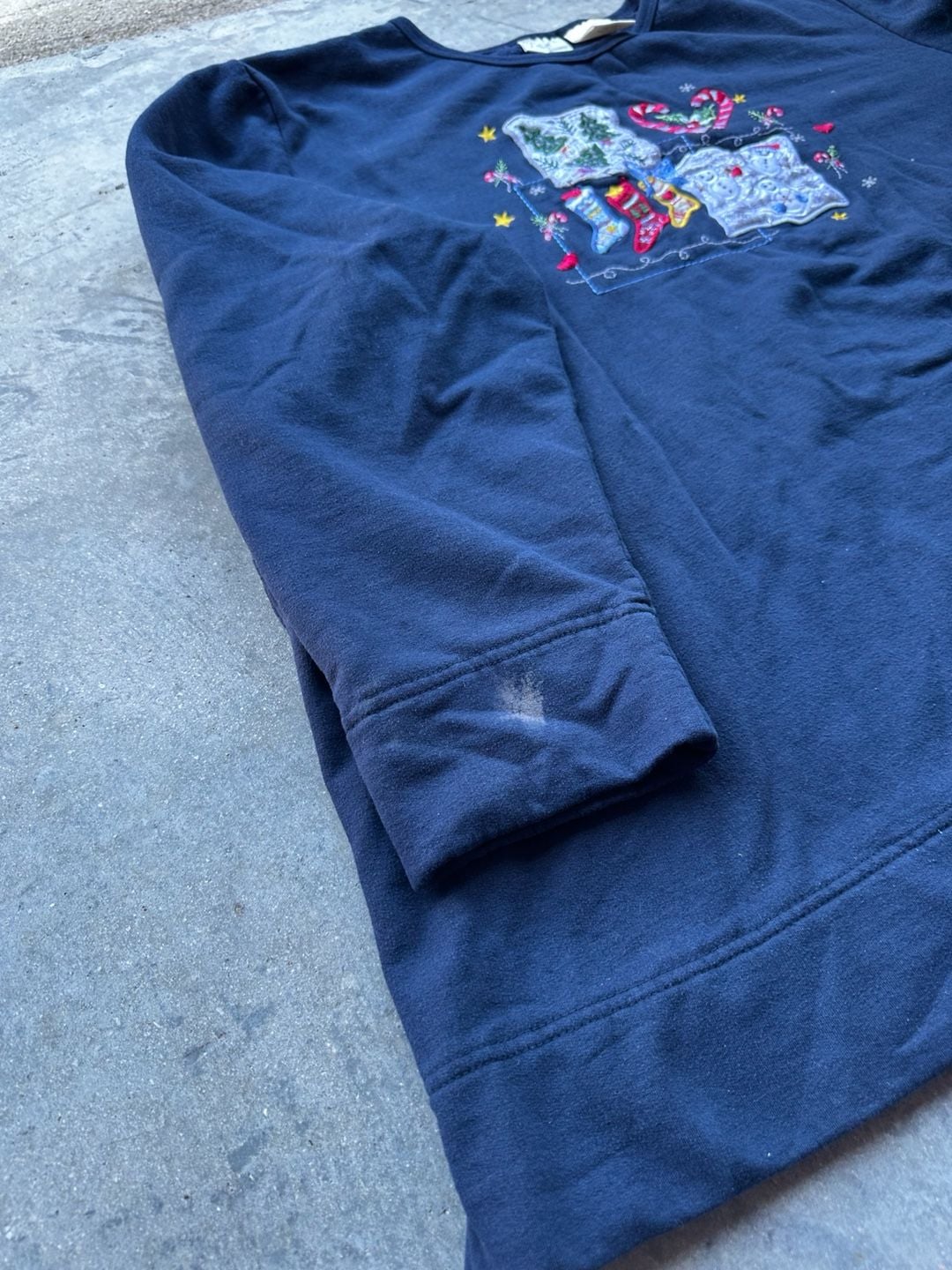 Bobbie Brooks Christmas Sweatshirt Size 22W/24W Navy Embroidered Pullover 6