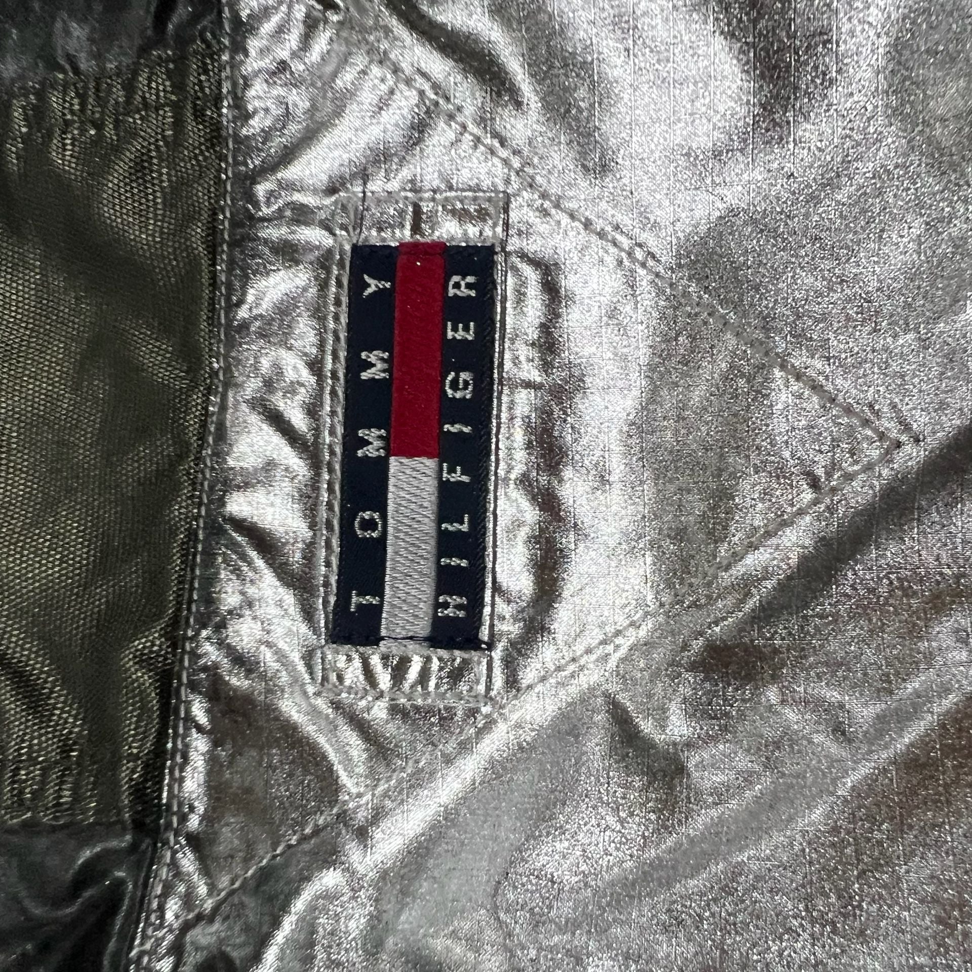 Vintage 90s Tommy Hilfiger NASA Ames Silver Metallic Jacket L Expedition Rare 11