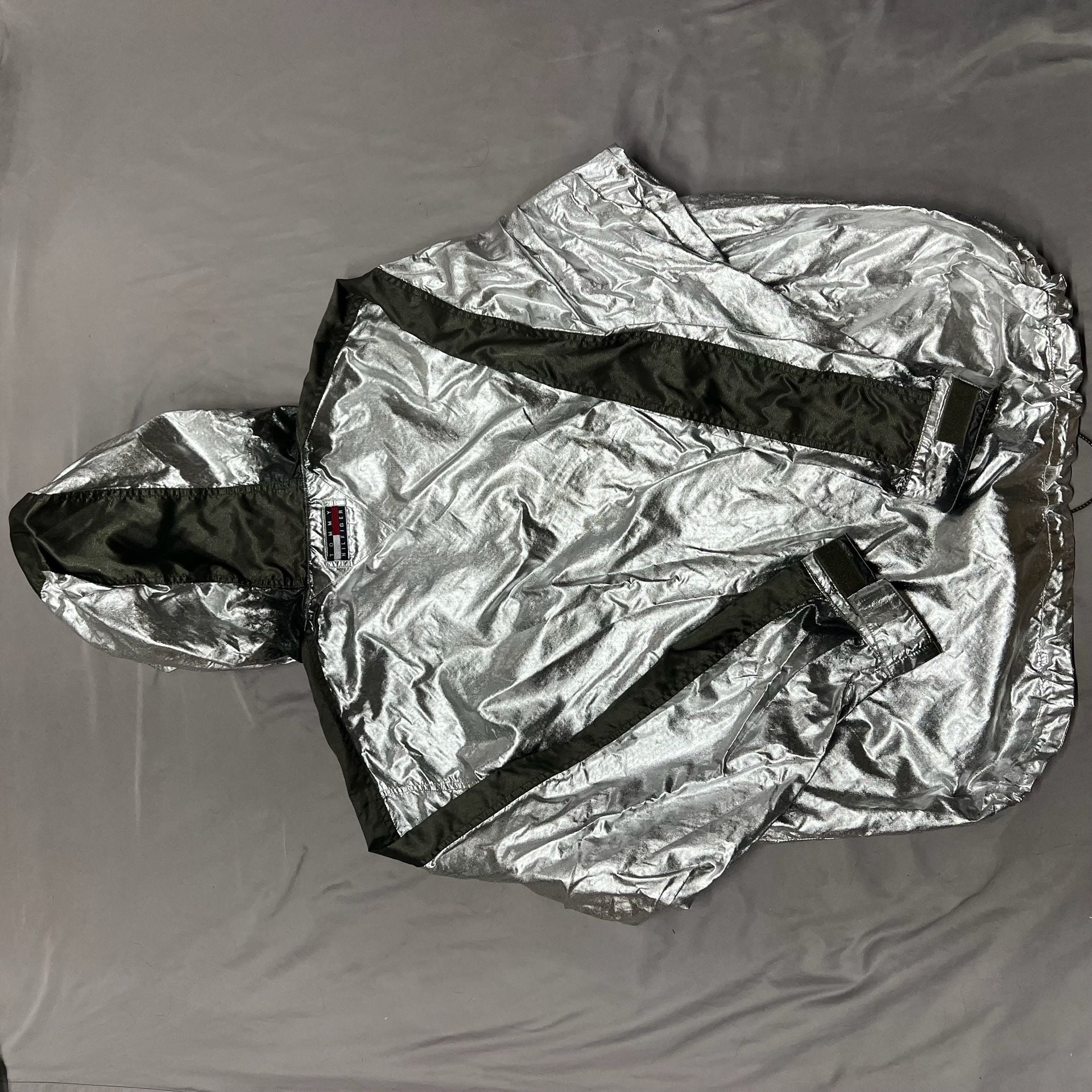 Vintage 90s Tommy Hilfiger NASA Ames Silver Metallic Jacket L Expedition Rare 12