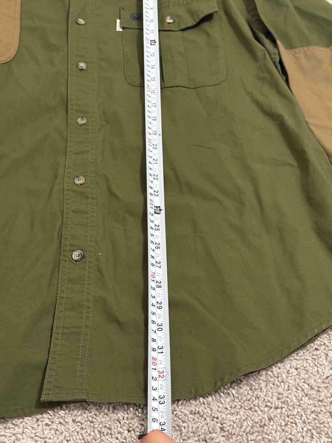 Beretta Hunting Shirt XL Olive Green Brown Shooting Patch Long Sleeve 5