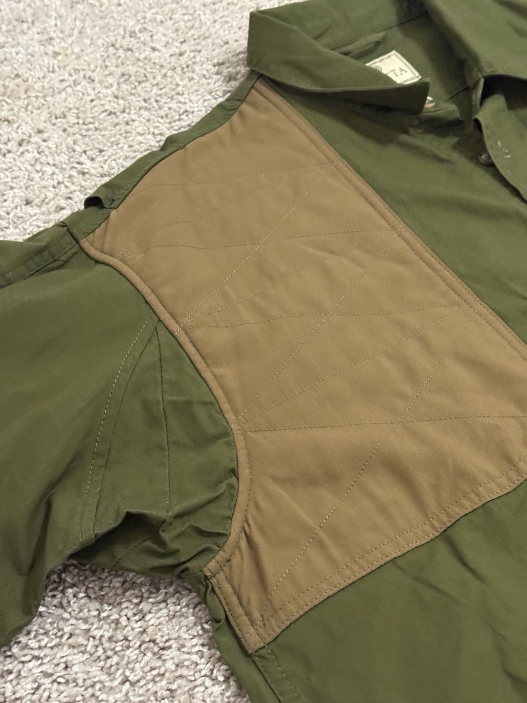 Beretta Hunting Shirt XL Olive Green Brown Shooting Patch Long Sleeve 8
