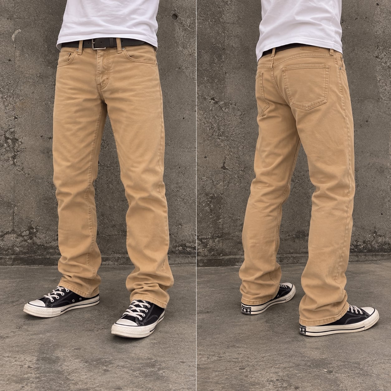 H&M Straight Leg Jeans Khaki Beige 2