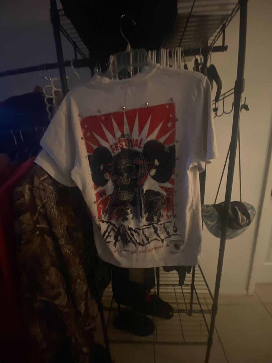 Tenacity Studios Graphic T-Shirt Size M White Skull Festival 3