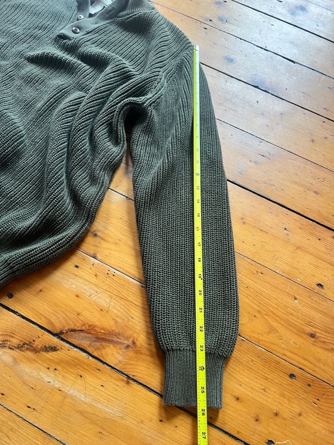 LL Bean Cotton Henley Sweater XXL-Tall Green Mock Neck Button Pullover 9