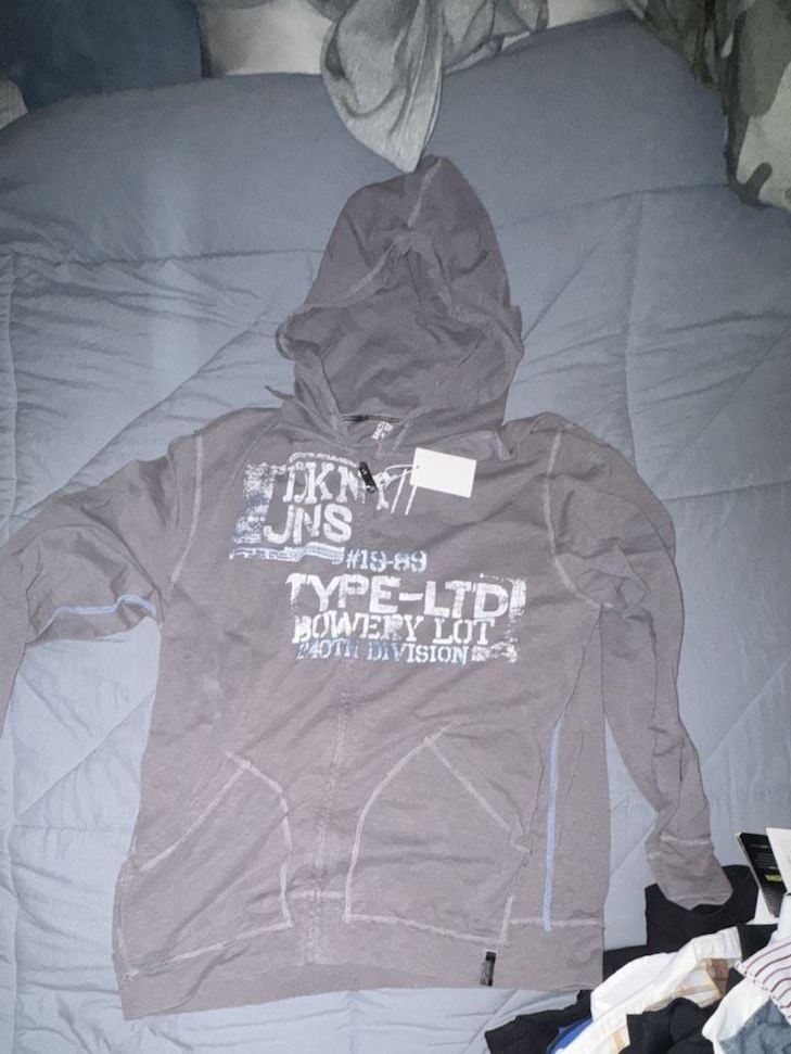 DKNY Jeans Zip Hoodie Size XL Gray Graphic Type-Ltd 2