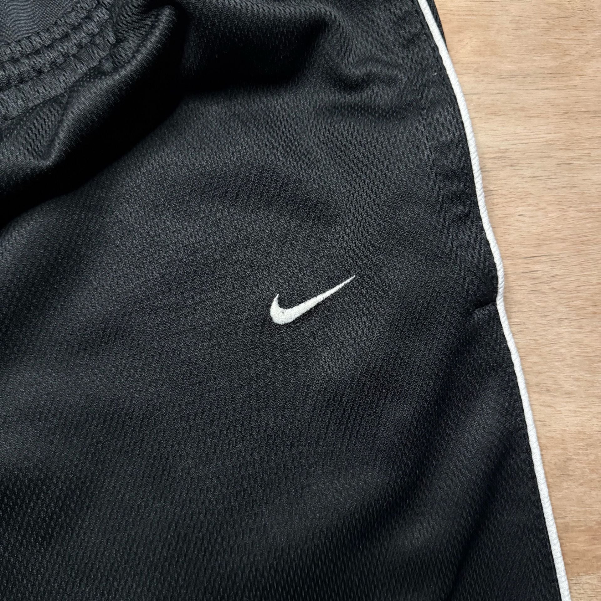 Nike Vintage Y2K Black Mesh Track Pants White Piping Zip Ankle Men’s M 4