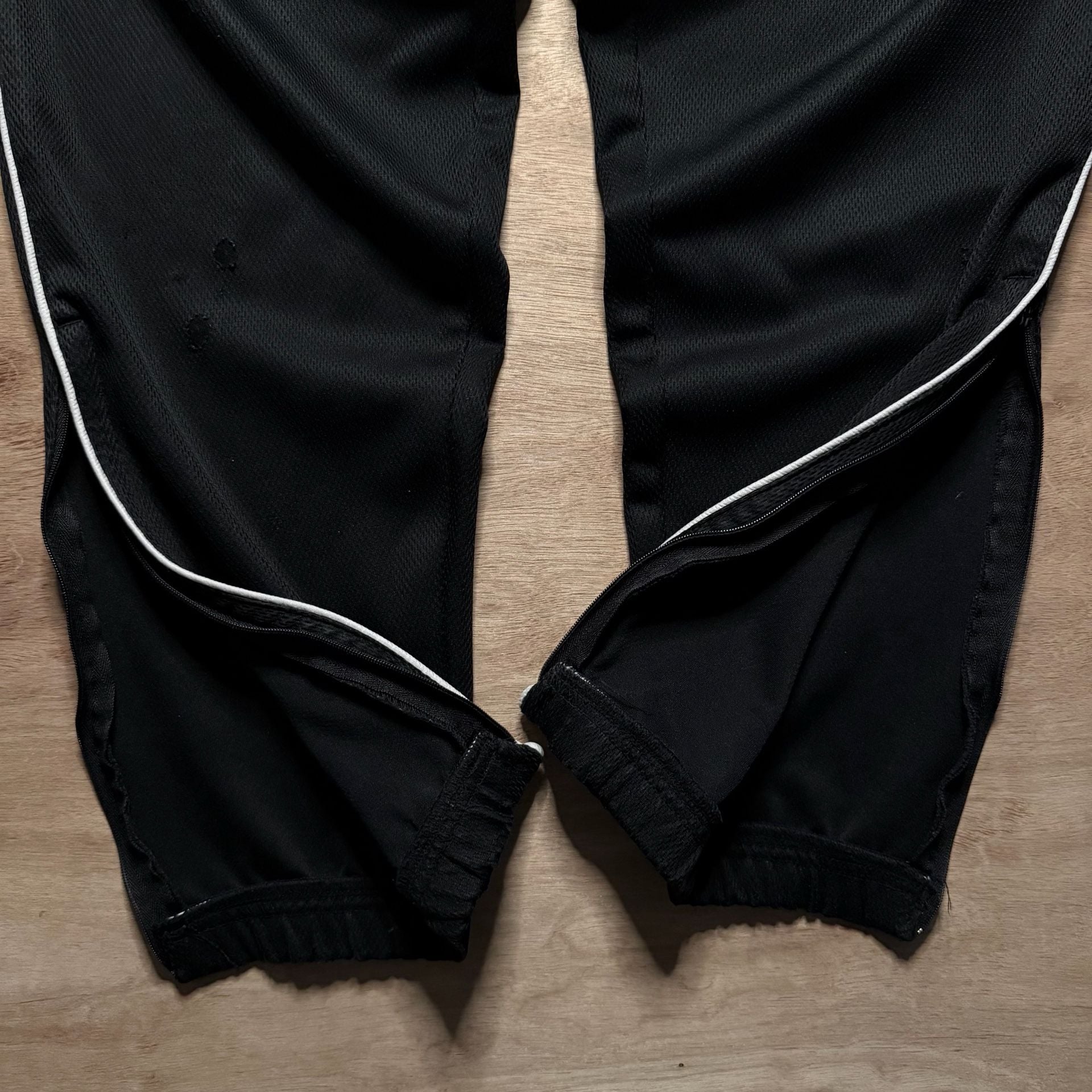 Nike Vintage Y2K Black Mesh Track Pants White Piping Zip Ankle Men’s M 6