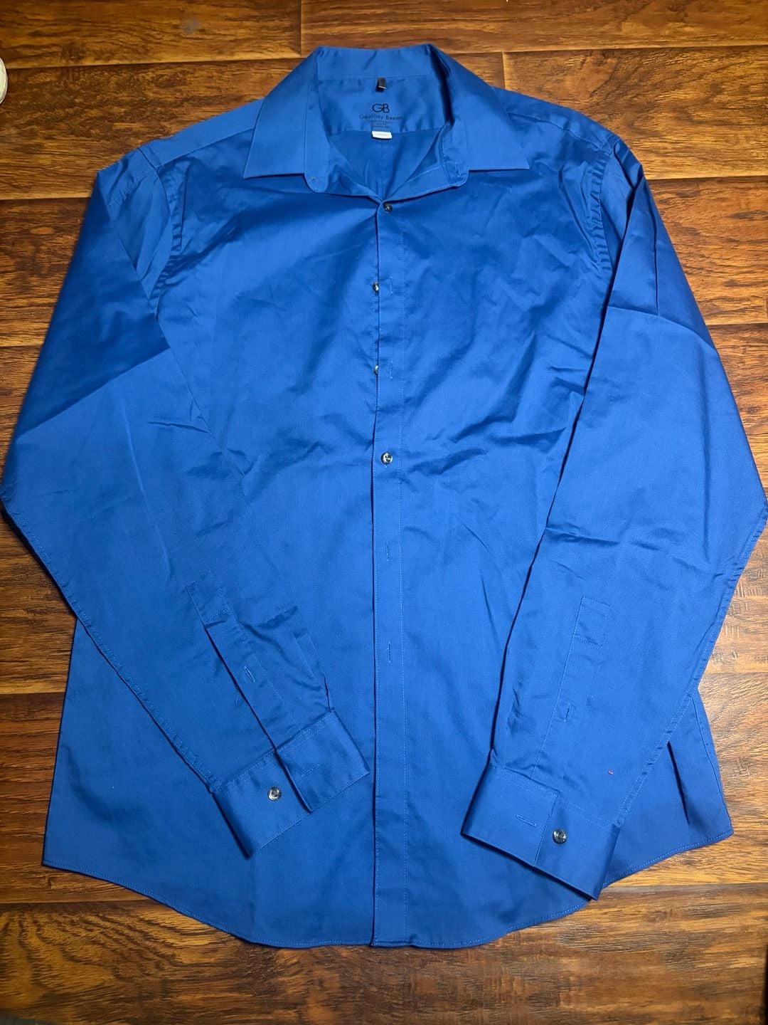 Geoffrey Beene Dress Shirt Size 16.5 36/37 Blue Slim Fit Wrinkle Free 2