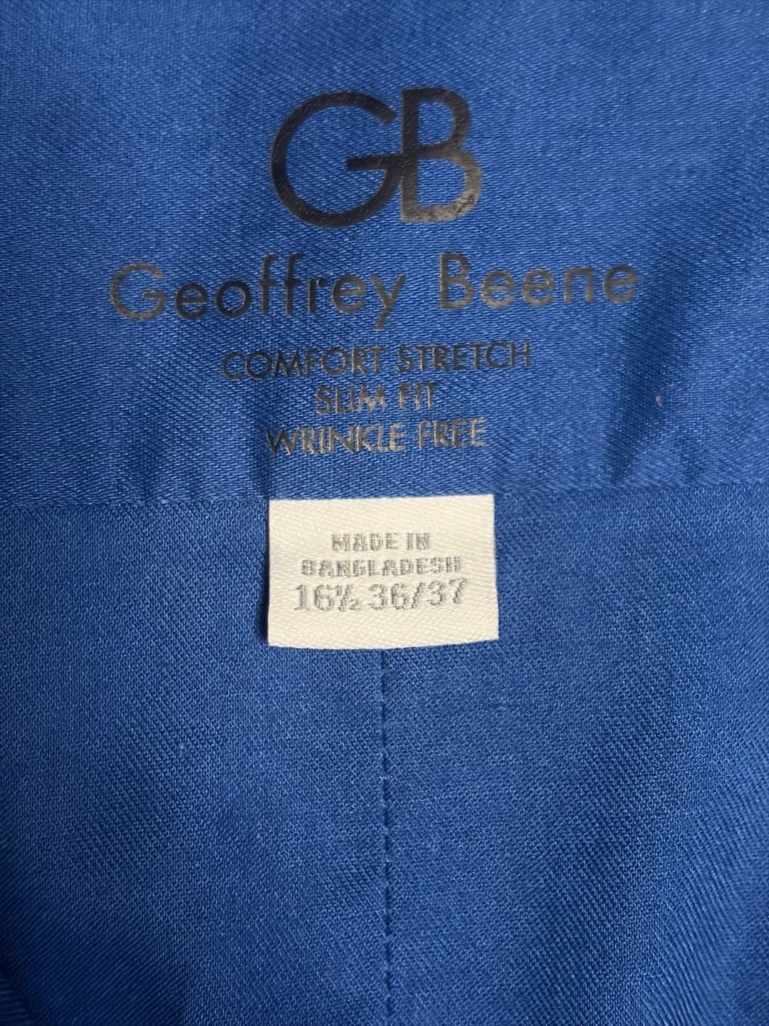 Geoffrey Beene Dress Shirt Size 16.5 36/37 Blue Slim Fit Wrinkle Free 4