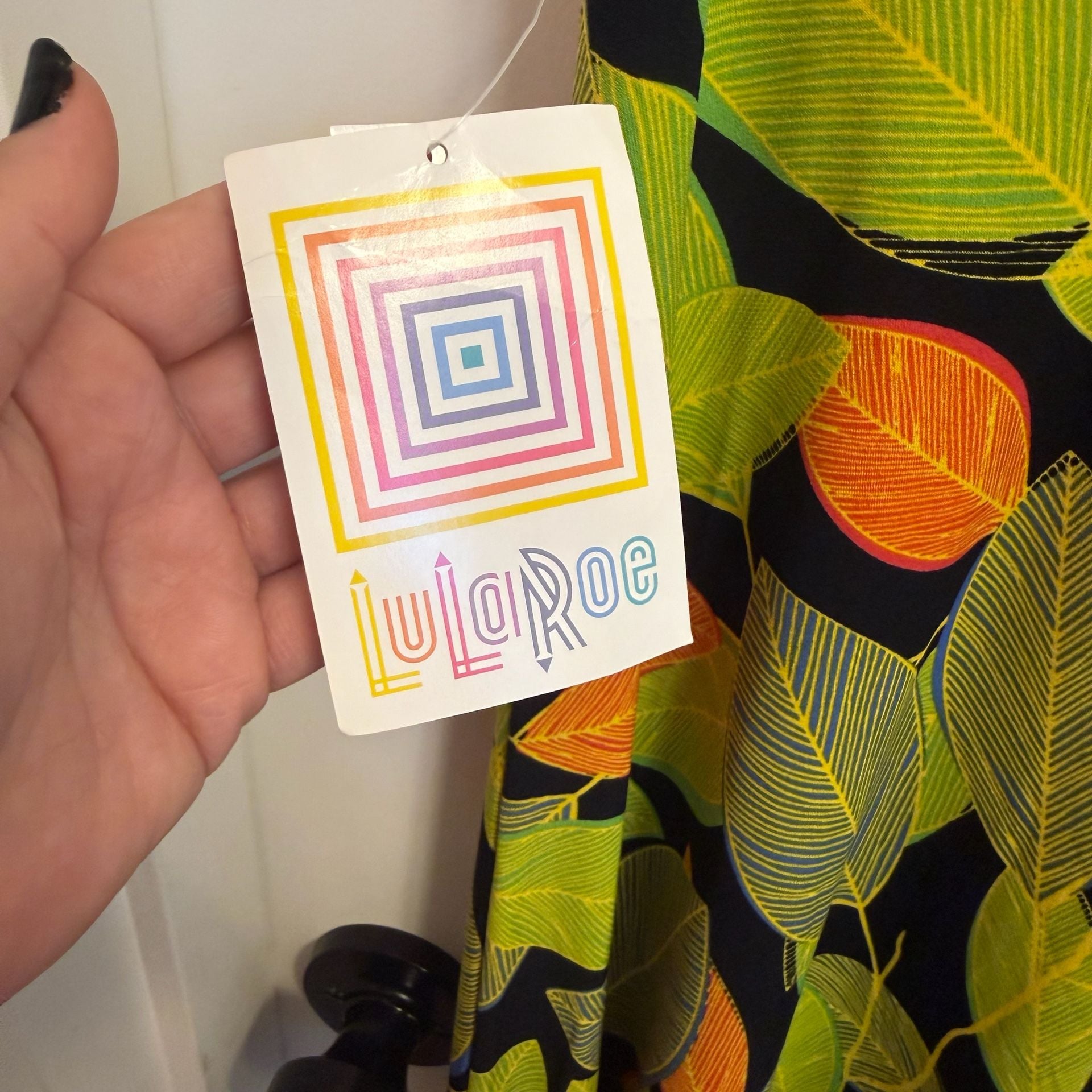 New Lularoe Maxi Skirt Size L Green Orange Leaf Print 3