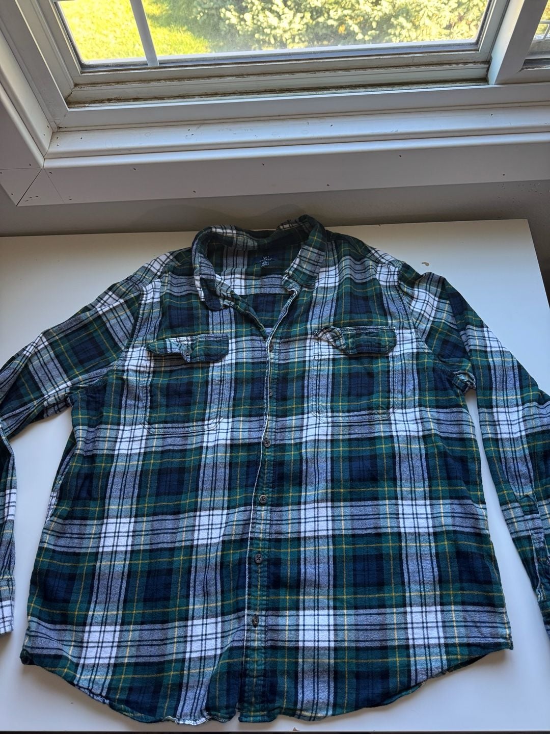 George Flannel Button Down Shirt Size 2XL Green Plaid 2