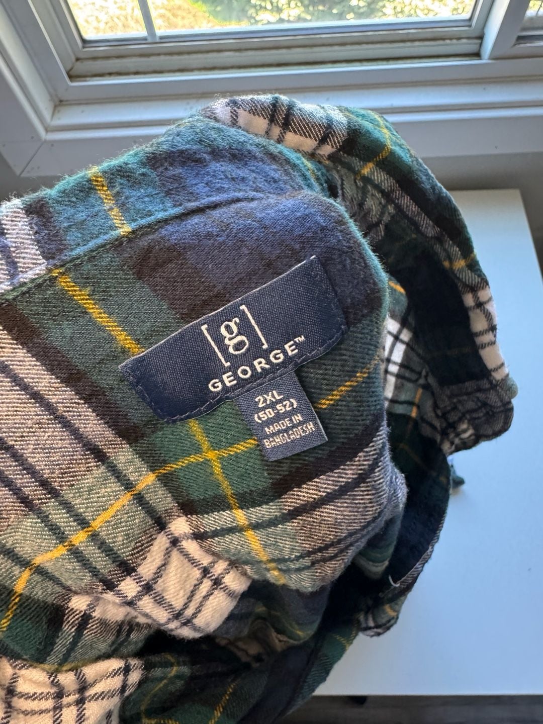 George Flannel Button Down Shirt Size 2XL Green Plaid 3