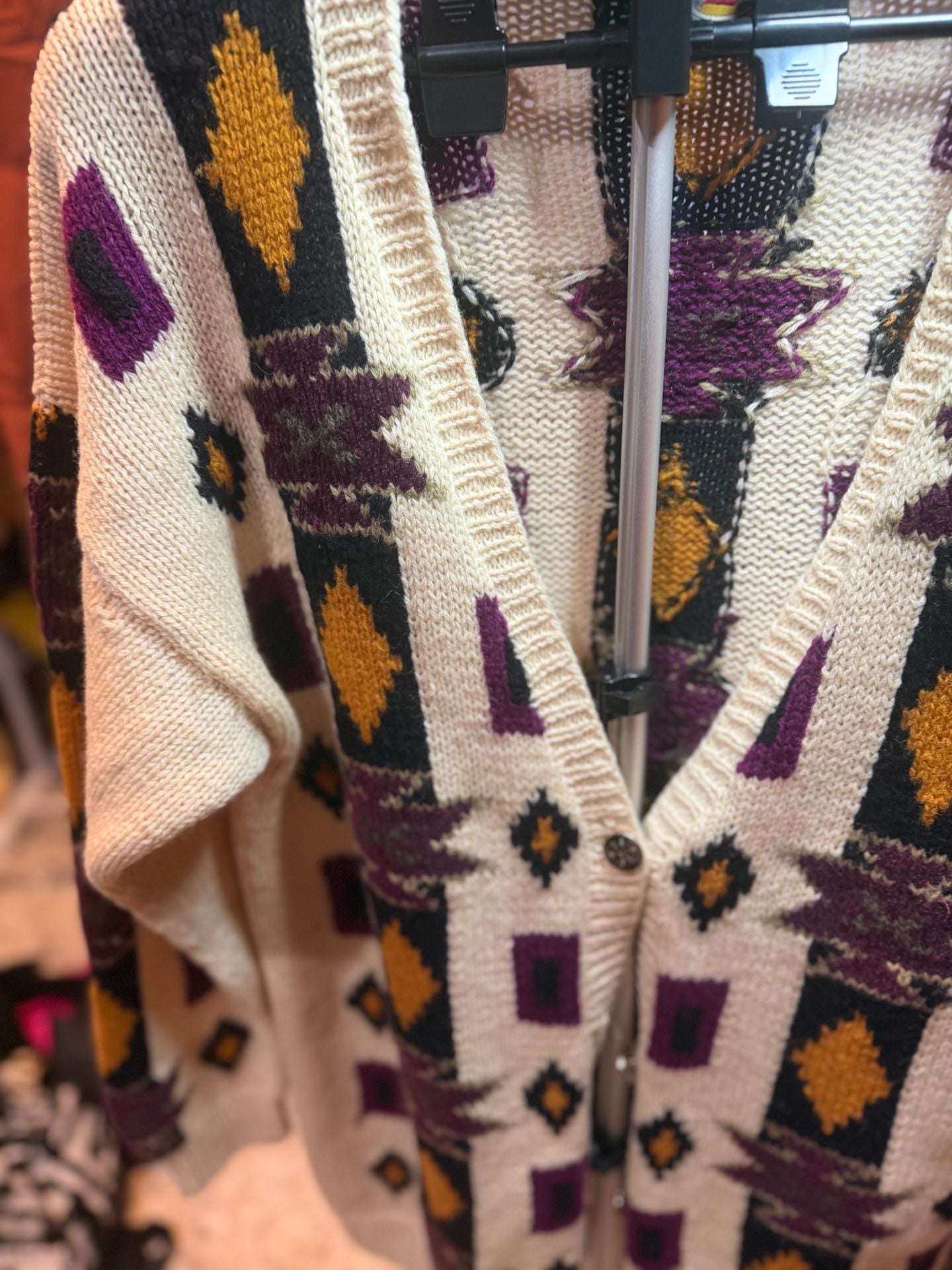 Marsh Landing Hand Knits Cardigan Sweater Size M Aztec Geometric 4