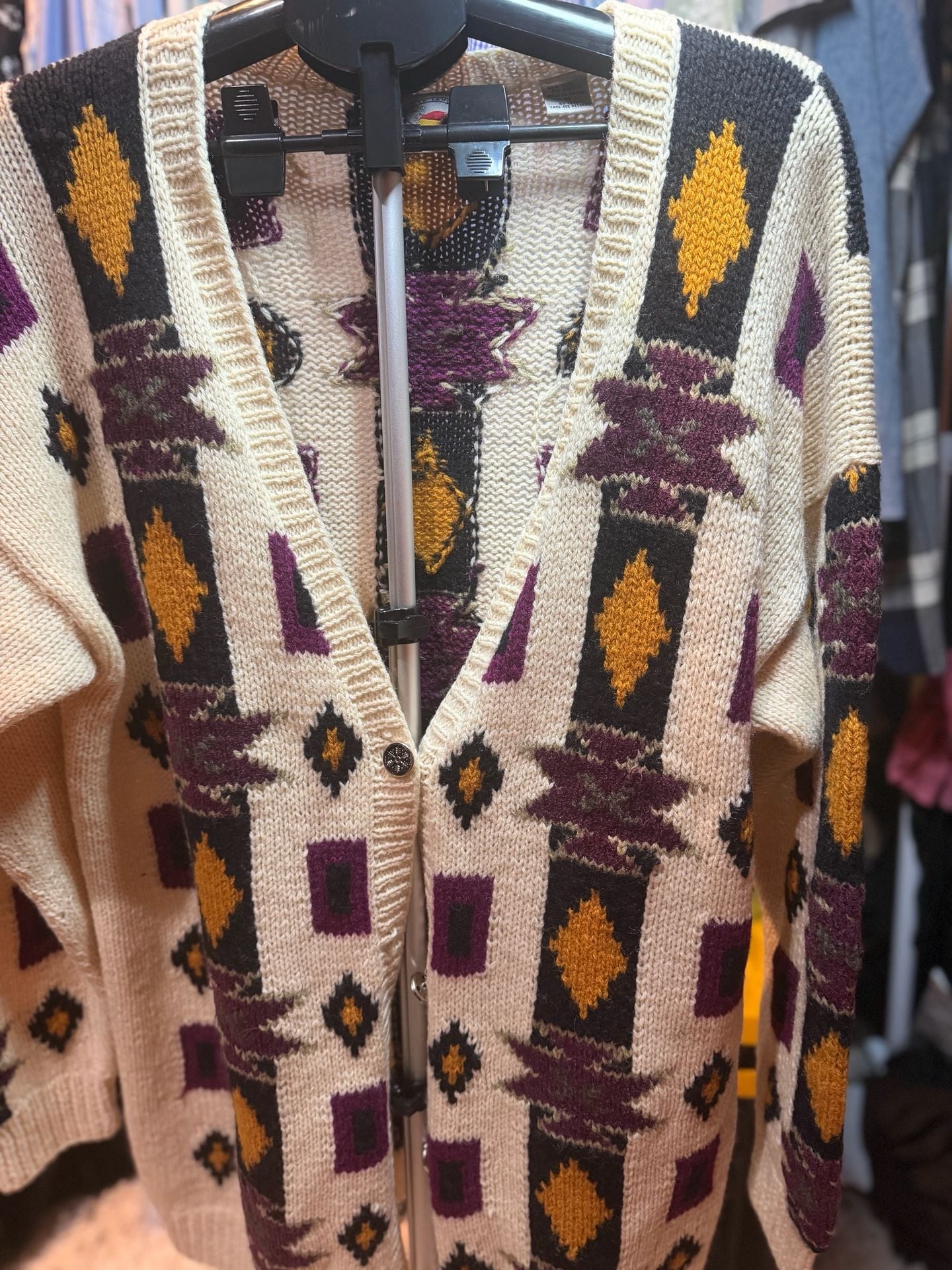Marsh Landing Hand Knits Cardigan Sweater Size M Aztec Geometric 5