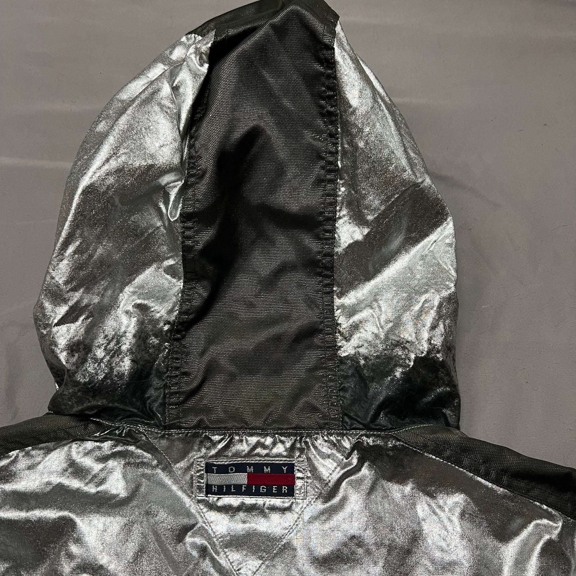 Vintage 90s Tommy Hilfiger NASA Ames Silver Metallic Jacket L Expedition Rare 7