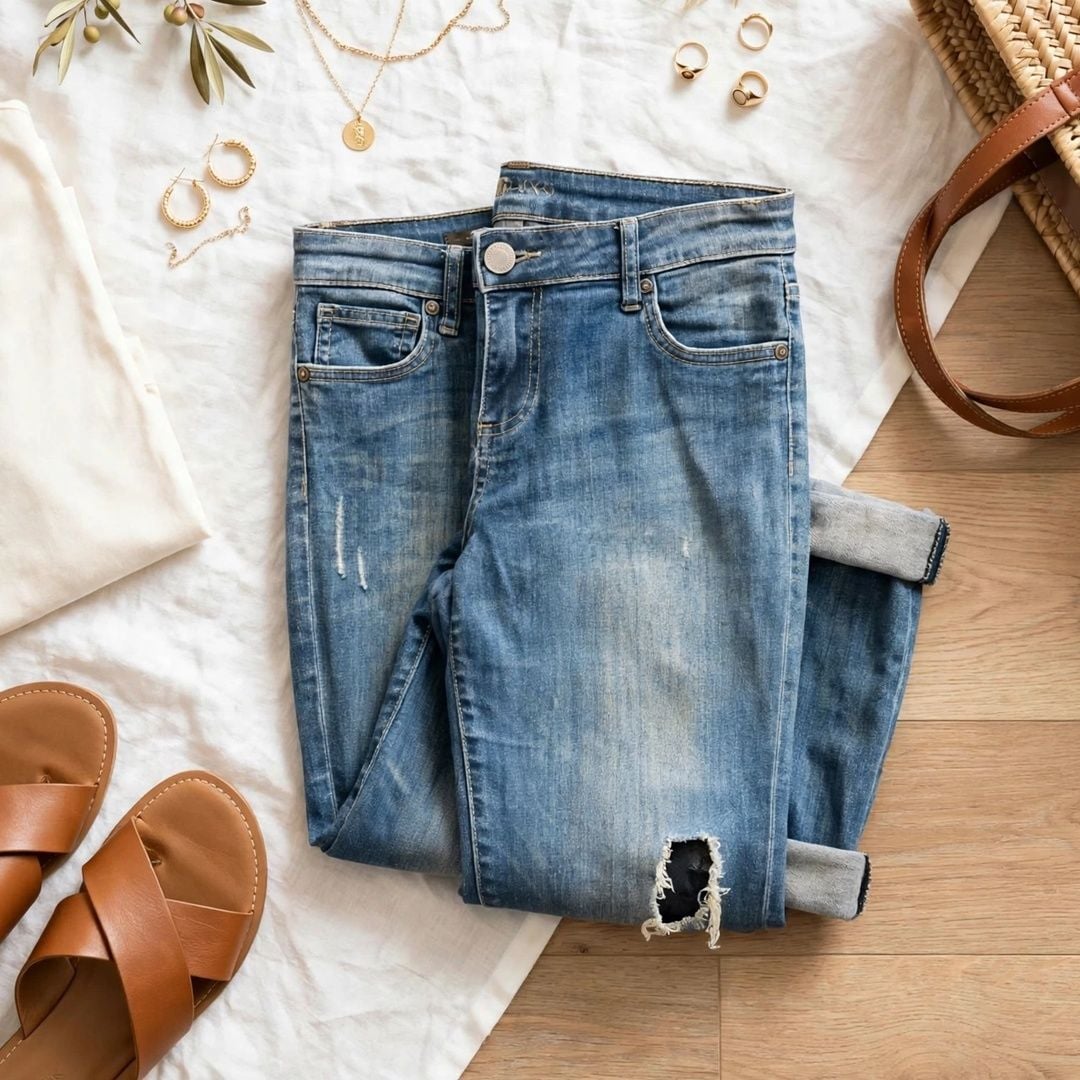 KUT from the Kloth Catherine Slouchy Boyfriend Distressed Cuffed Crop Jeans 2