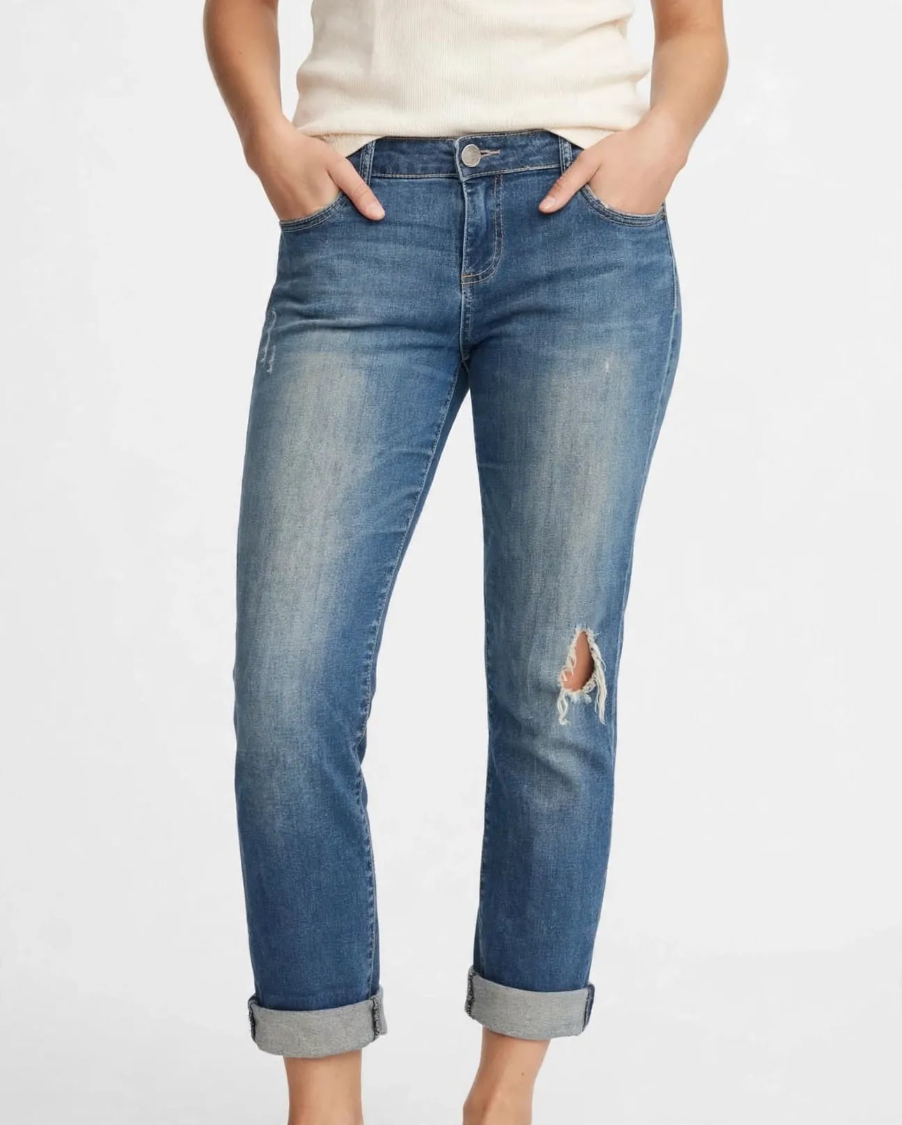 KUT from the Kloth Catherine Slouchy Boyfriend Distressed Cuffed Crop Jeans 3