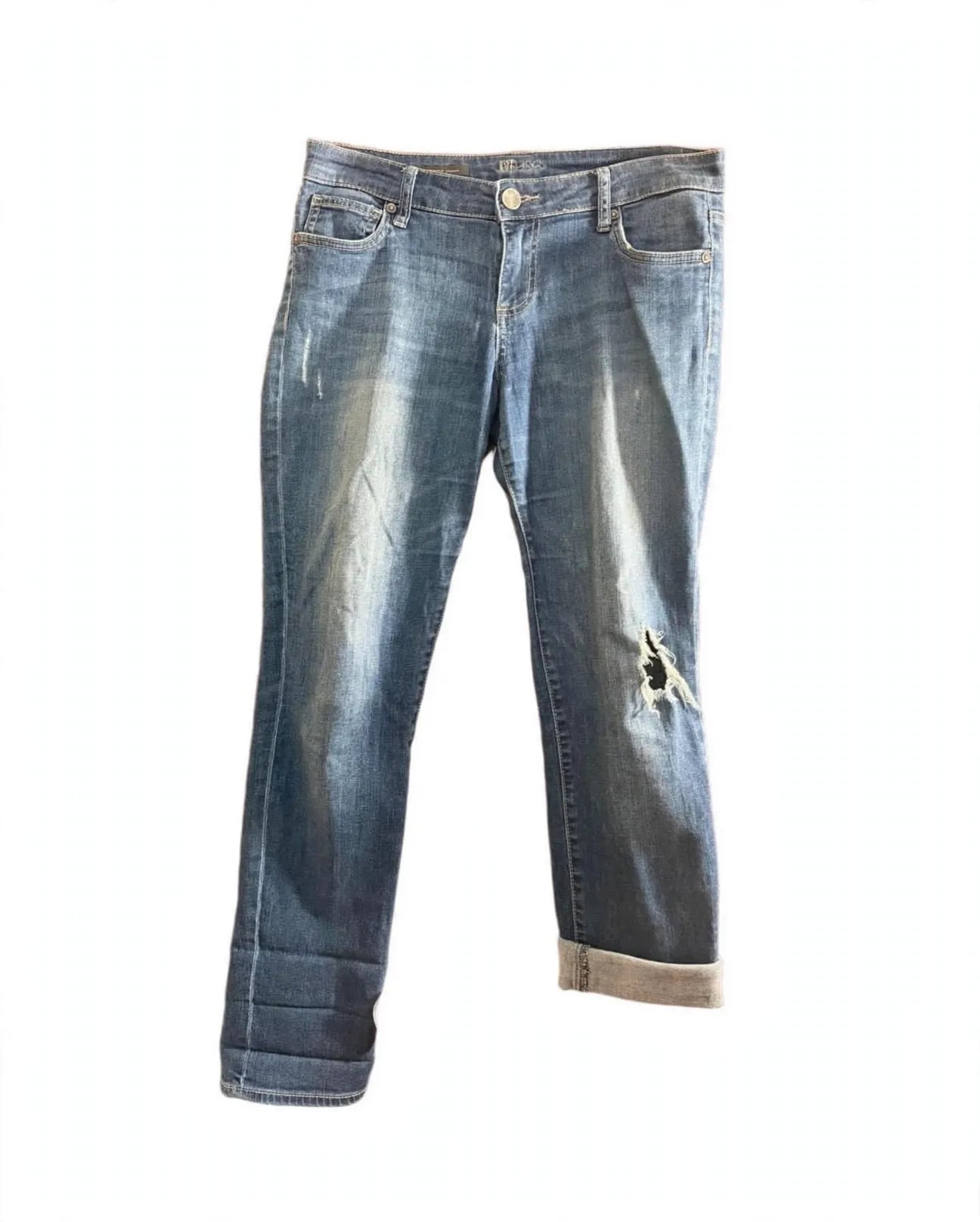 KUT from the Kloth Catherine Slouchy Boyfriend Distressed Cuffed Crop Jeans 4