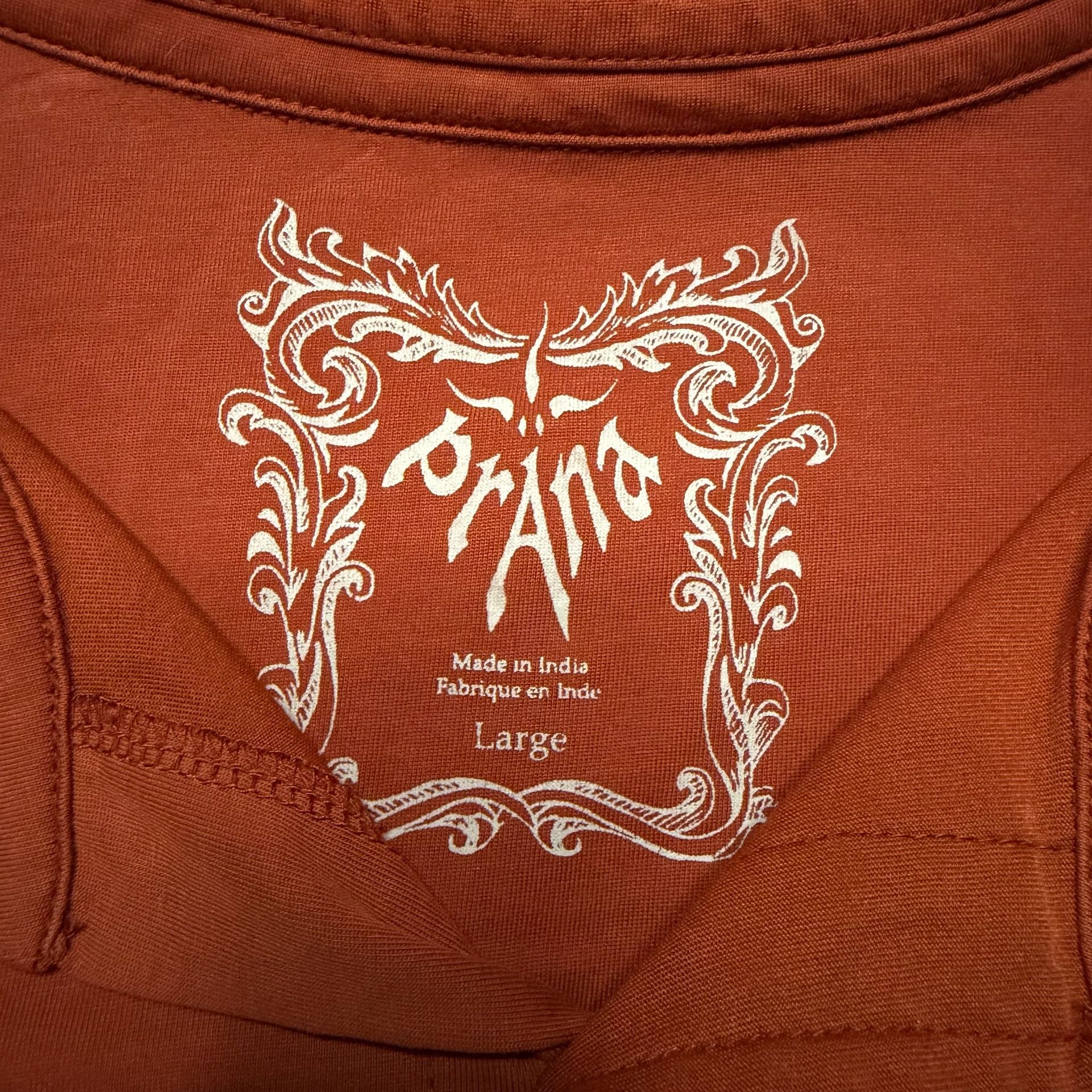 Prana Breathe Short Sleeve Button Down Shirt Size Large Burnt Orange 4