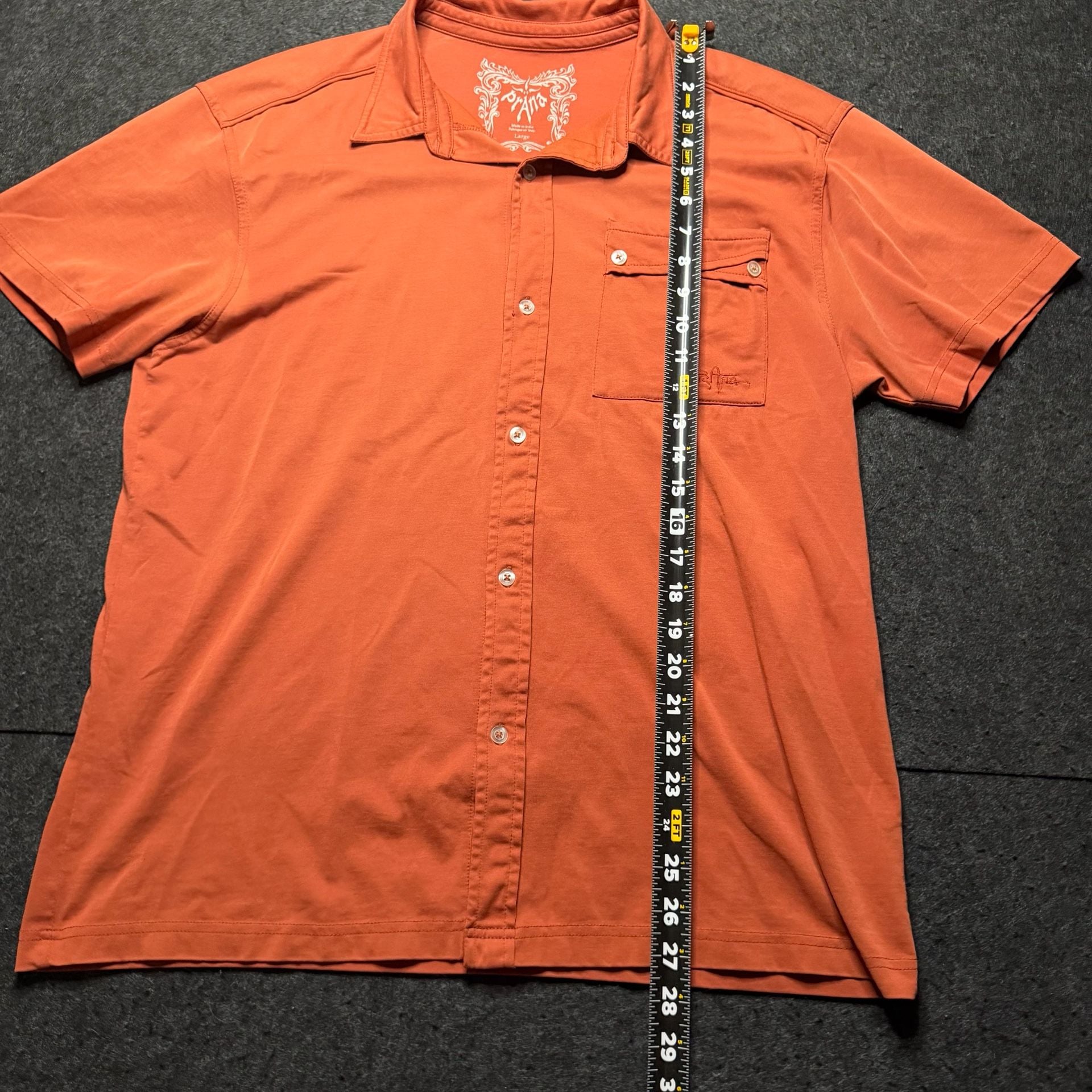Prana Breathe Short Sleeve Button Down Shirt Size Large Burnt Orange 5