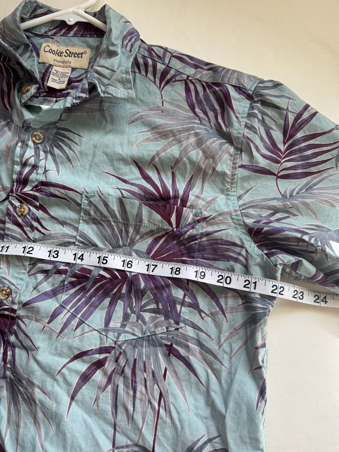 Tropical Palm Leaf Hawaiian Aloha Button Up Coastal Resort Shirt Size S 5
