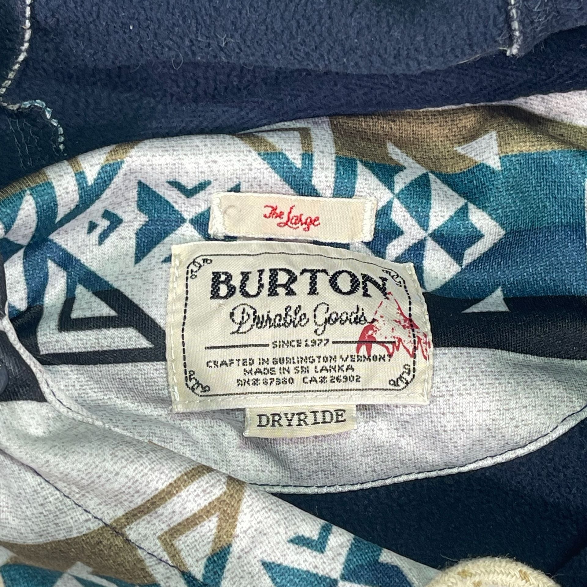 Burton Heron Pullover Size L Aztec Dryride Fleece Hoodie 7