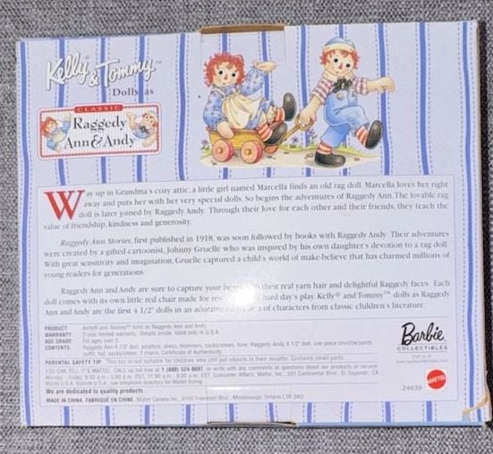 Mattel Barbie Collectibles Kelly & Tommy As Raggedy Ann & Andy Dolls 2