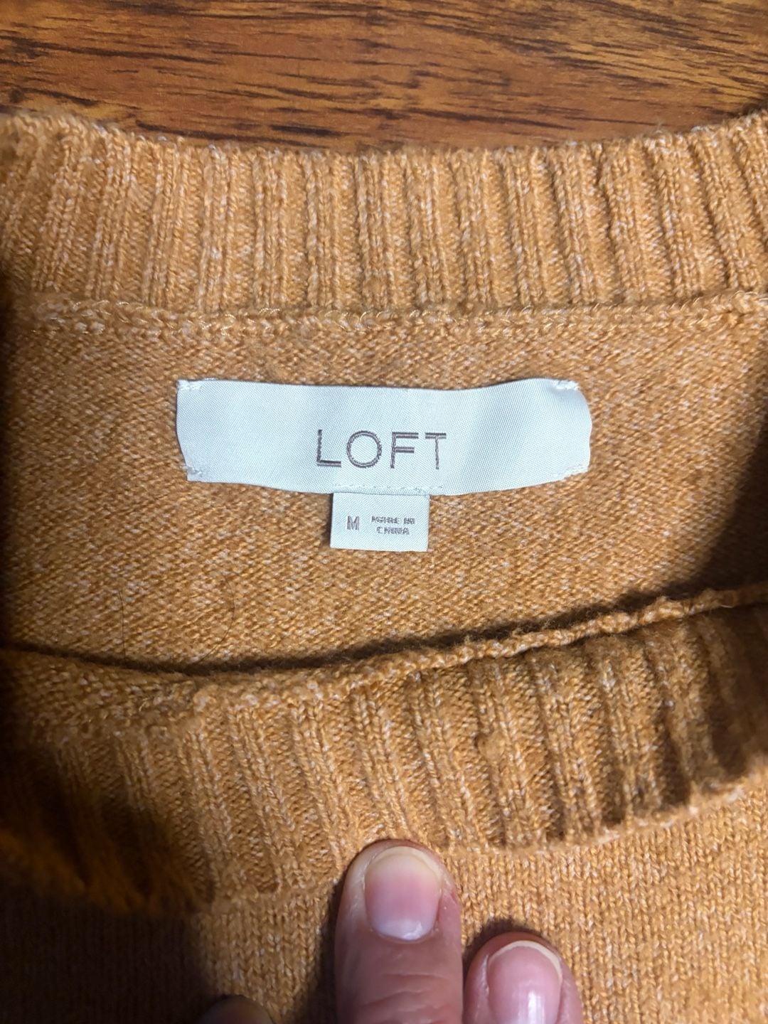 LOFT Pumpkin Spice Intarsia Crew Neck Sweater Size M Brown Fall 3