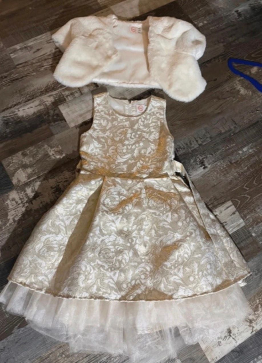 Wonder Nation Girls Holiday Dress With Faux Fur Bolero 1