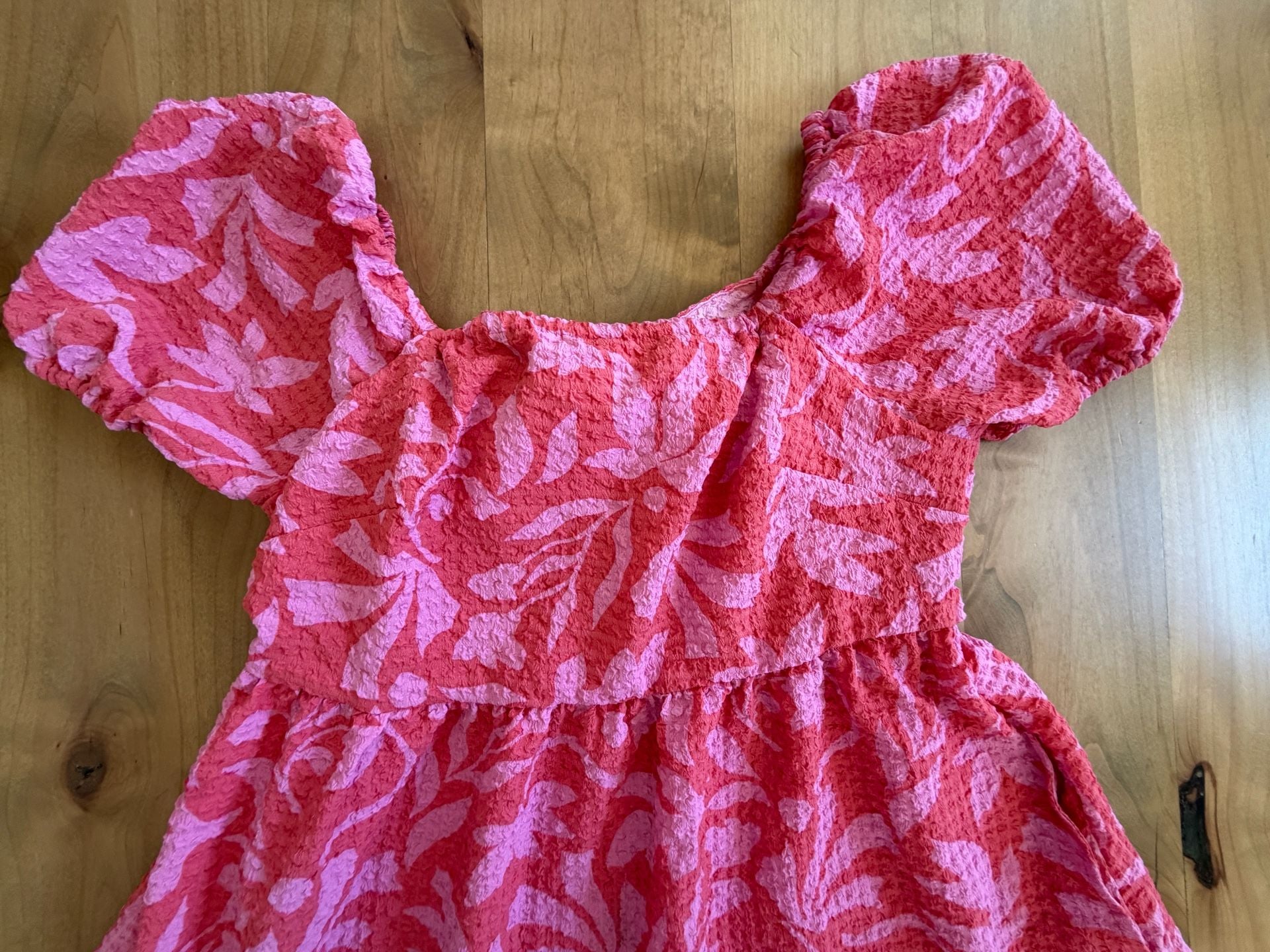 Time And Tru Puff Sleeve Dress Size M (8-10) Pink Floral 7