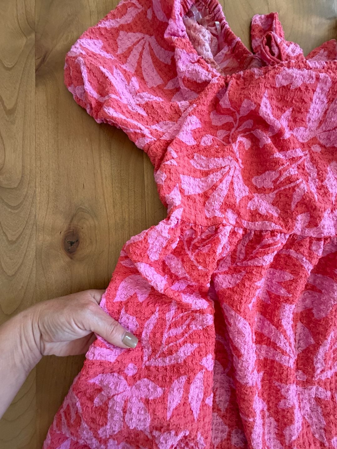 Time And Tru Puff Sleeve Dress Size M (8-10) Pink Floral 12