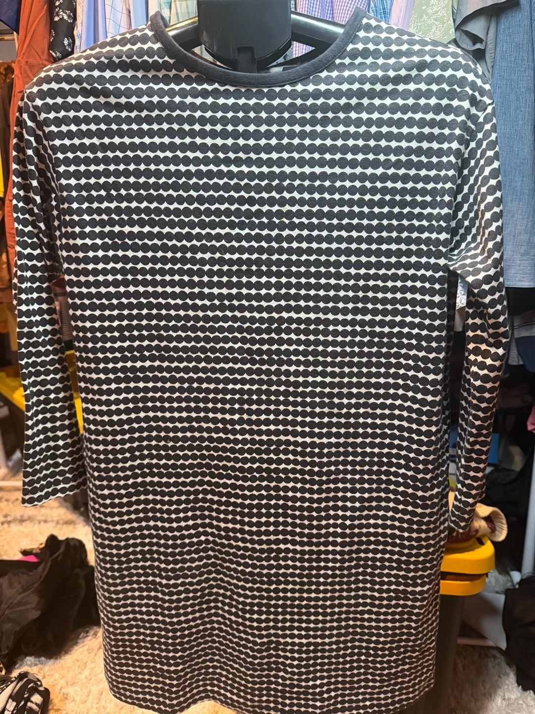 Marimekko x Uniqlo Rasymatto Tunic Dress Size 11-12 Black White Polka Dot 3