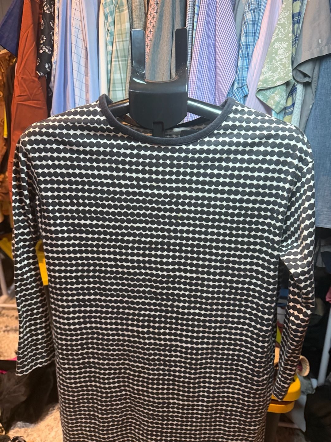 Marimekko x Uniqlo Rasymatto Tunic Dress Size 11-12 Black White Polka Dot 4