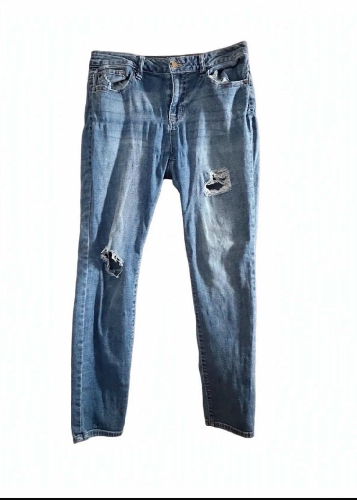 d.jeans Women's Distressed Mid-Rise Stretch Denim Jeans Size 8 4