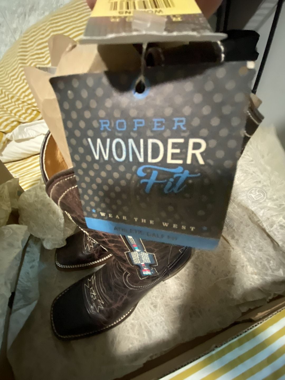 Roper Arrows Square Wonder Boot Size 7.5 Brown Leather 11