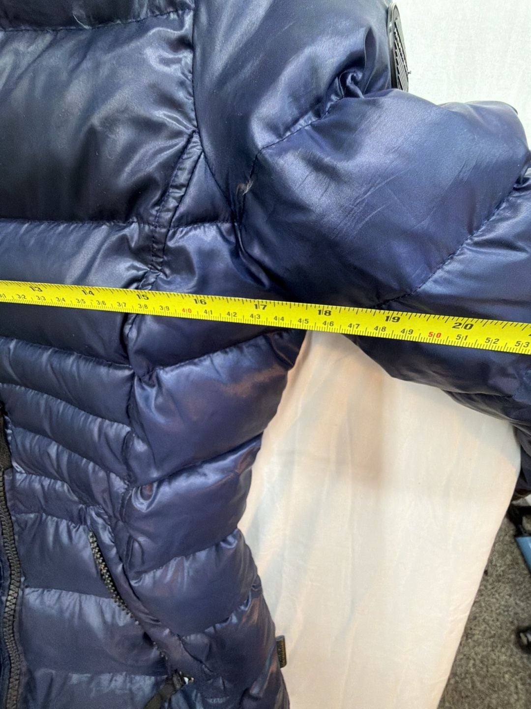 Andrew Marc Down Puffer Jacket Size XS Navy Blue Hooded 5