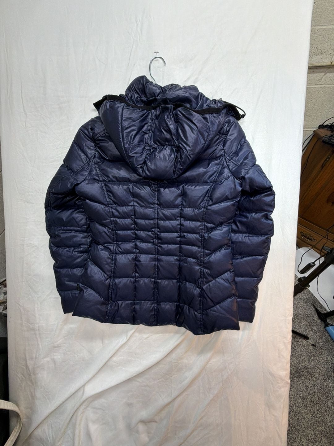 Andrew Marc Down Puffer Jacket Size XS Navy Blue Hooded 6